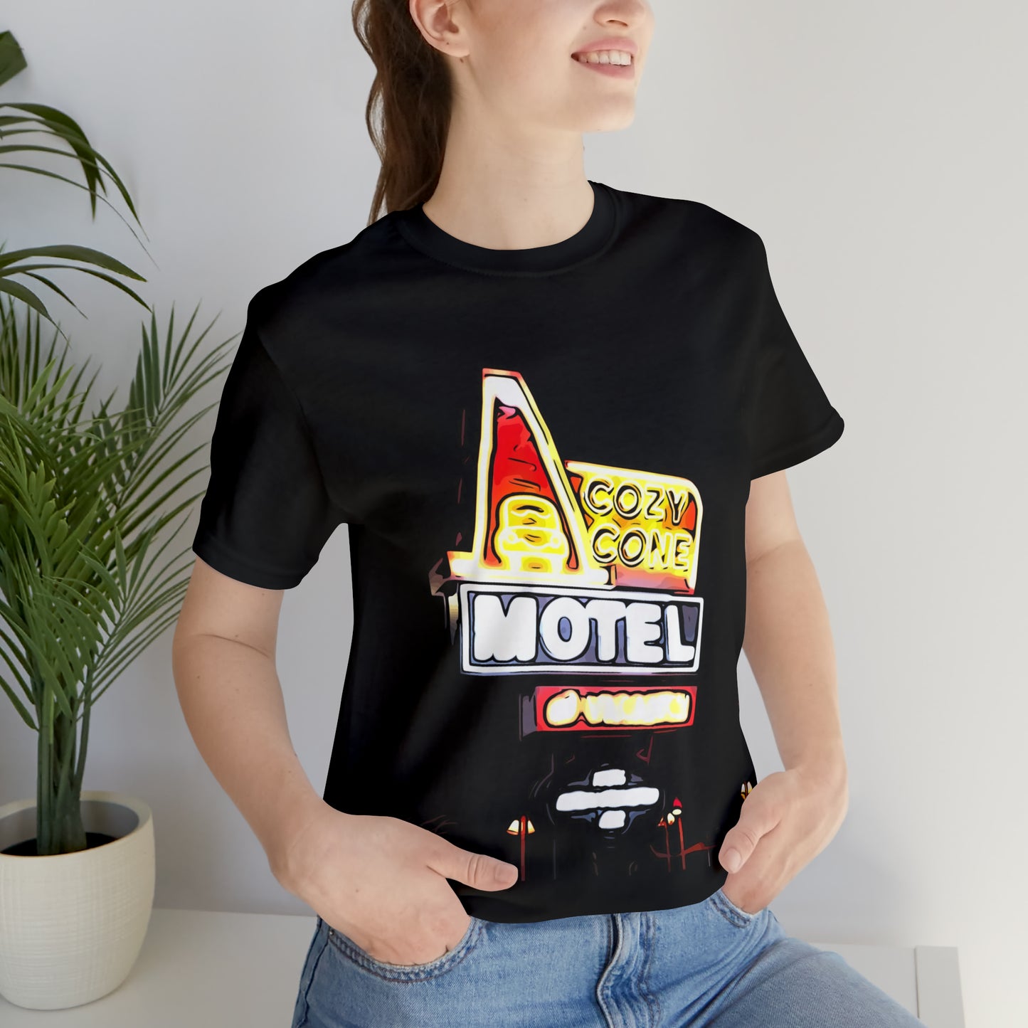 Unisex Jersey Short Sleeve Tee painting of Disneyland DCA Cozy Cone's Motel