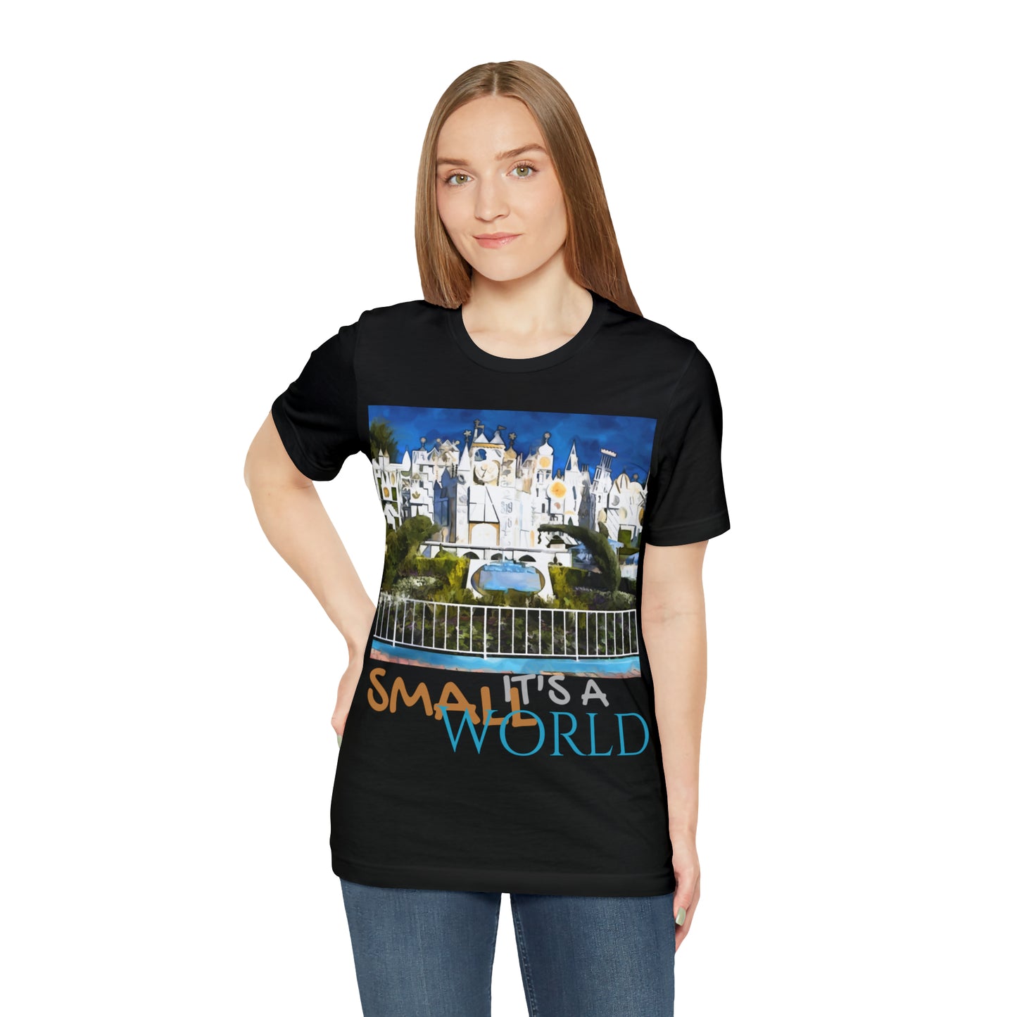 Unisex Jersey Short Sleeve Tee Painting of It's A Disney Thing! SMALL WORLD