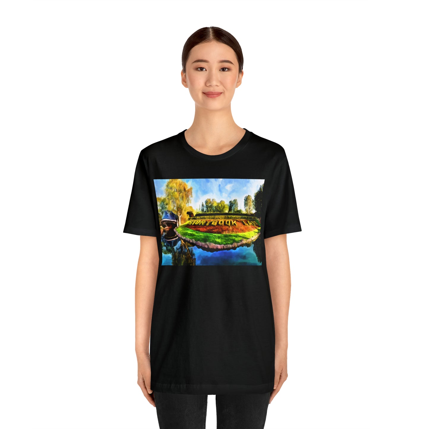 Unisex Jersey Short Sleeve Tee Painting of Disneyland STORY BOOK LAND