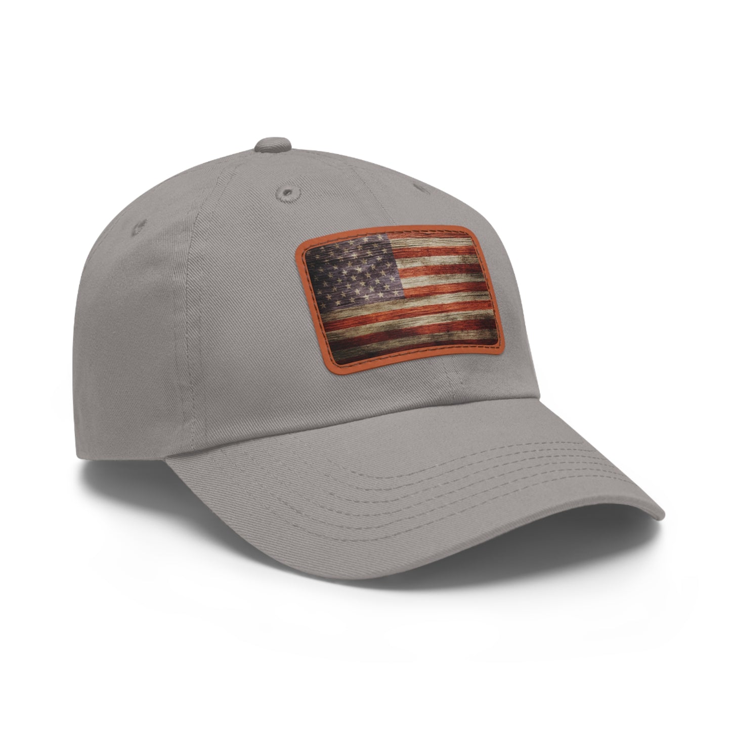 Dad Hat with Leather Patch (Rectangle) Worn vintage American flag