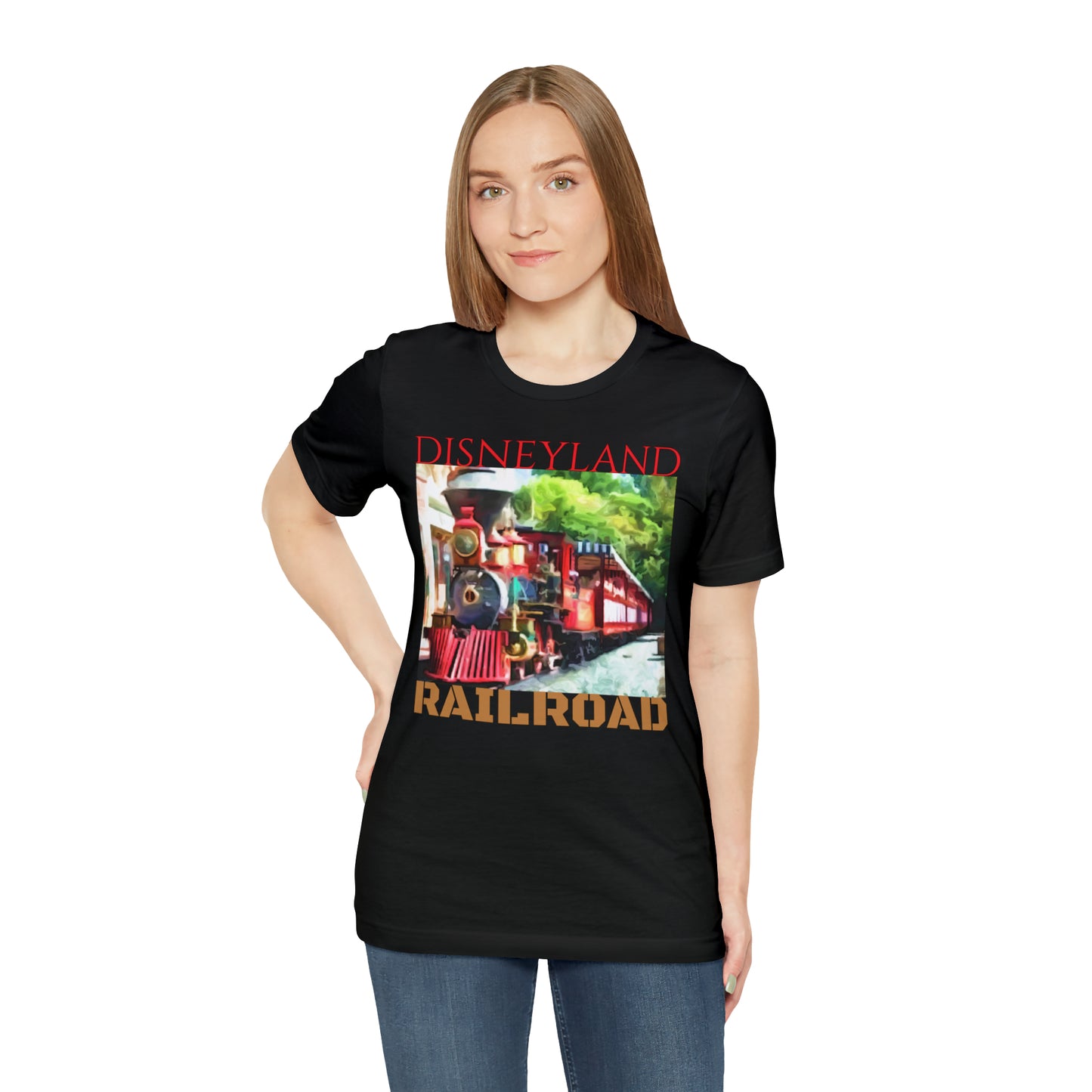 Unisex Jersey Short Sleeve Tee Painting of DISNEYLAND Train RAILROAD