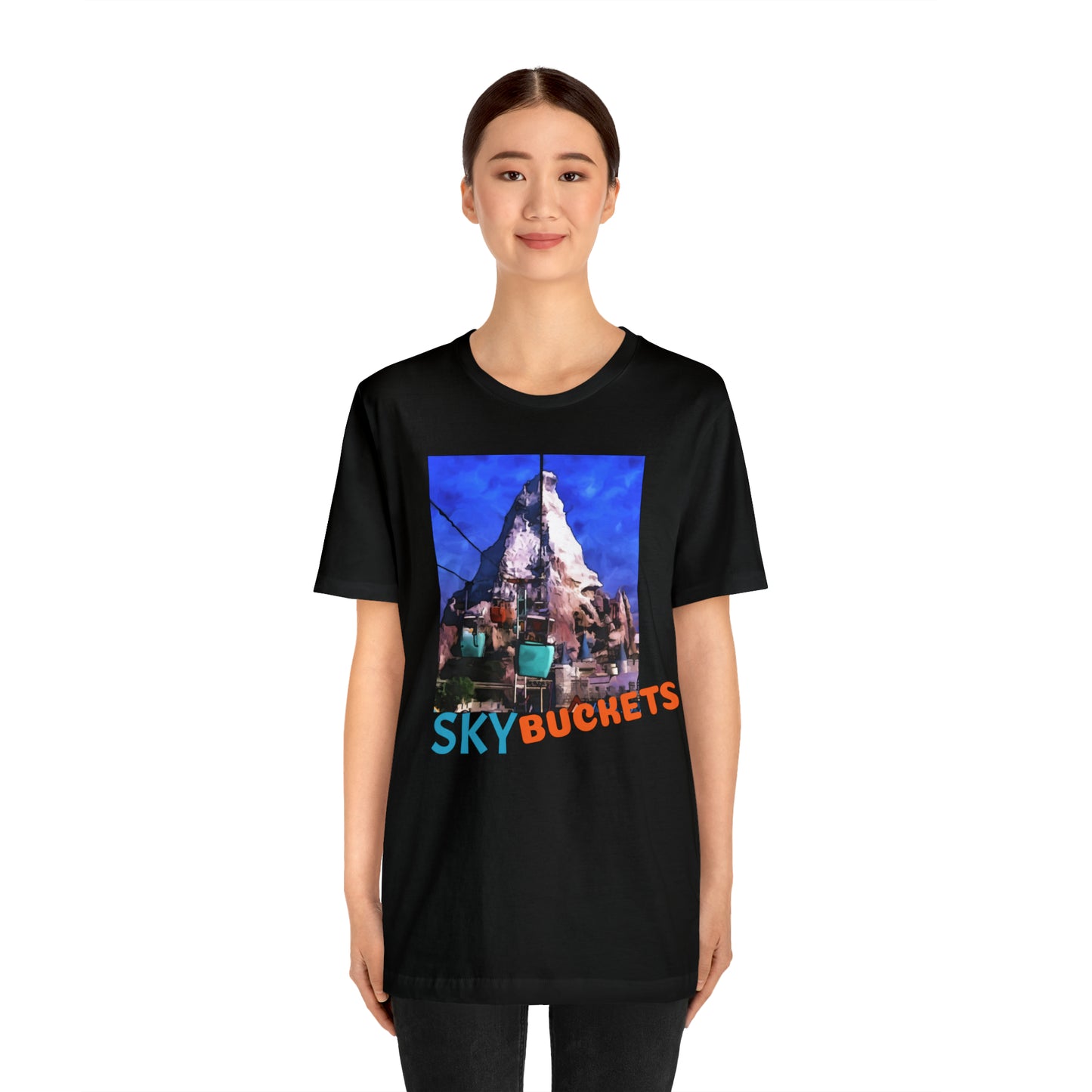 Unisex Jersey Short Sleeve Tee Painting of Disneyland SKY BUCKETS