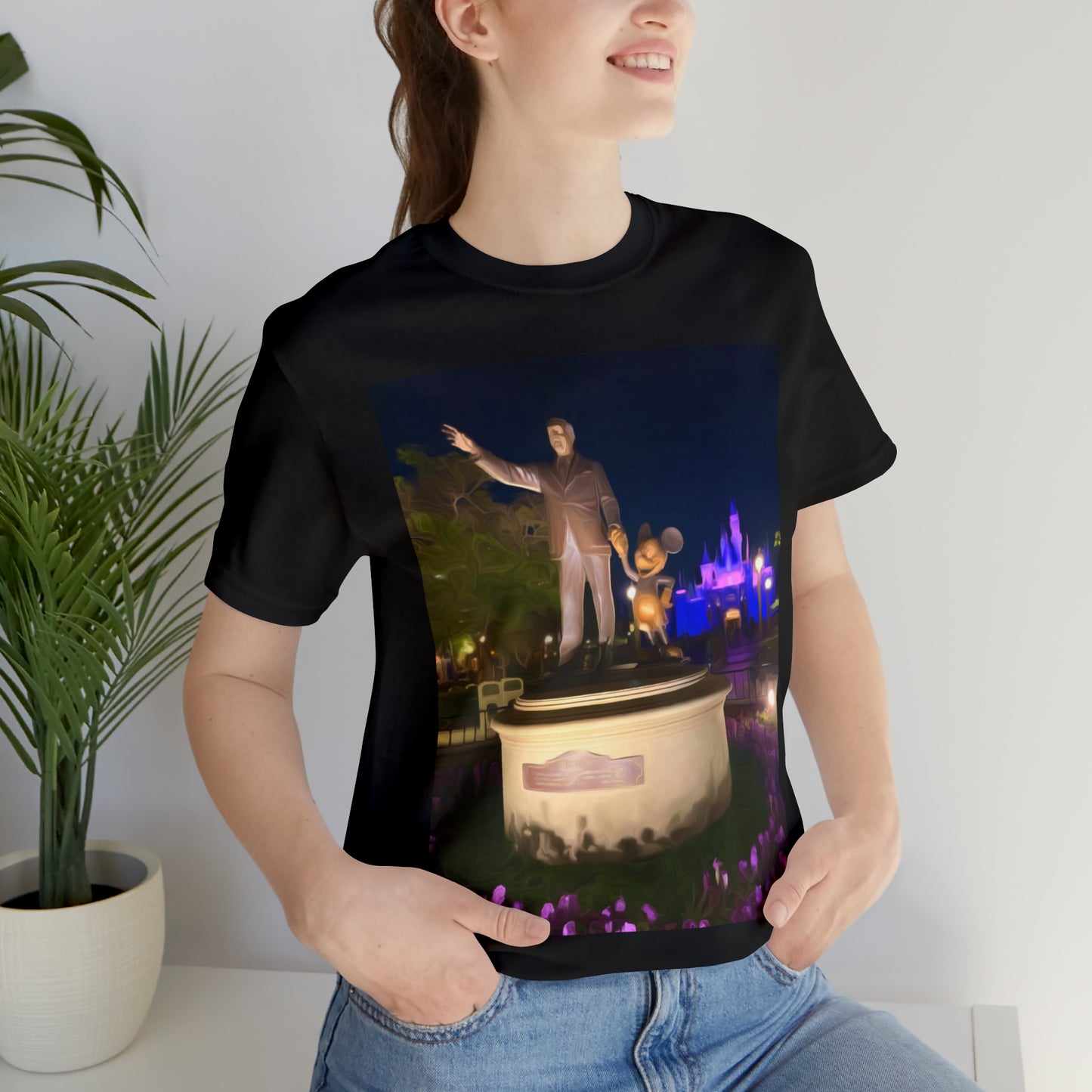 Unisex Jersey Short Sleeve Tee Painting of It's A Disney Thing! WALT & STATUE