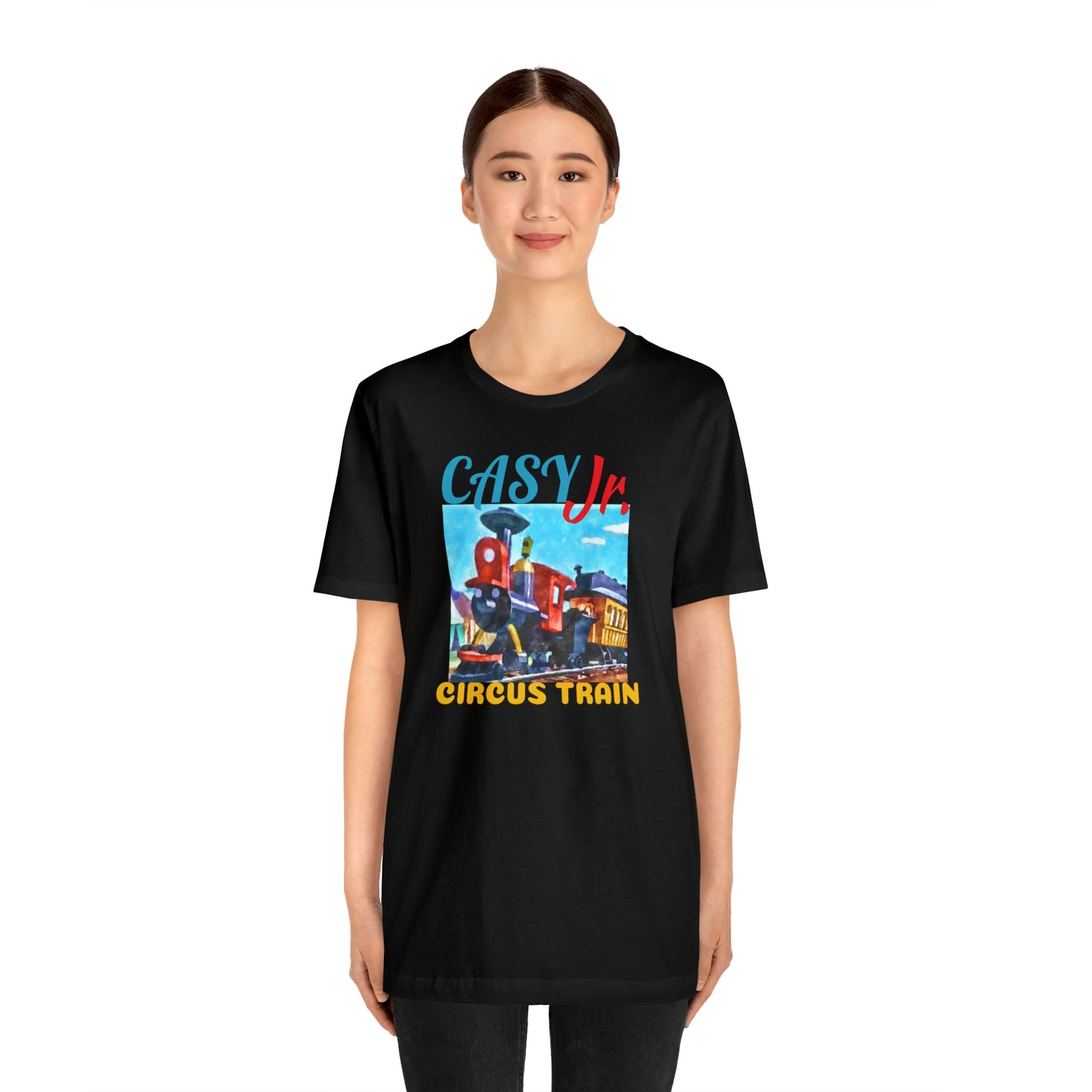 Unisex Jersey Short Sleeve Tee Painting of Disneyland ~JASEY JR Train Ride