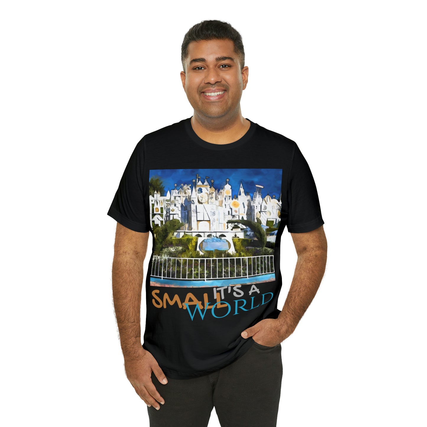 Unisex Jersey Short Sleeve Tee Painting of It's A Disney Thing! SMALL WORLD