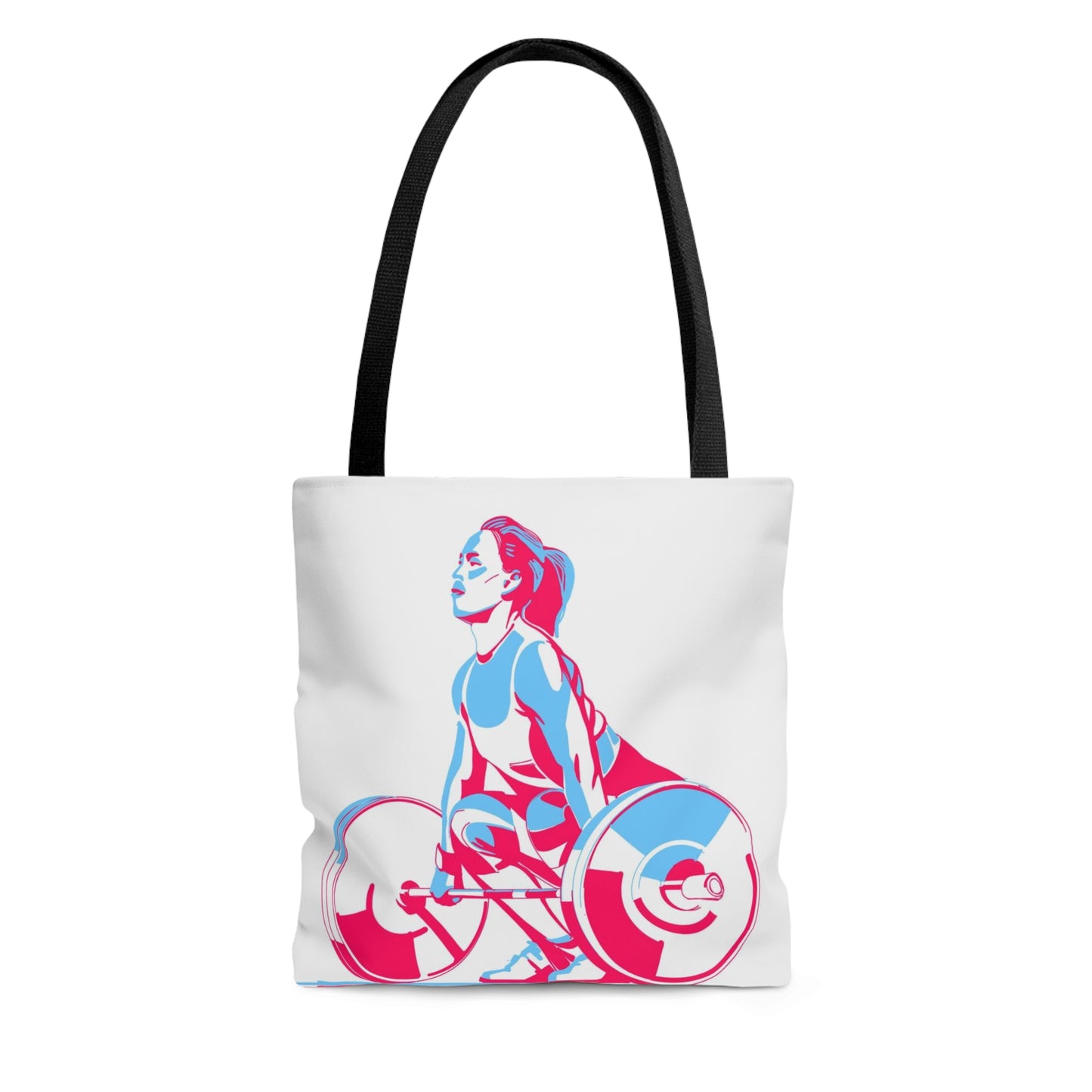 AOP Tote Bag the woman weightlifter doing lift big weight Gym
