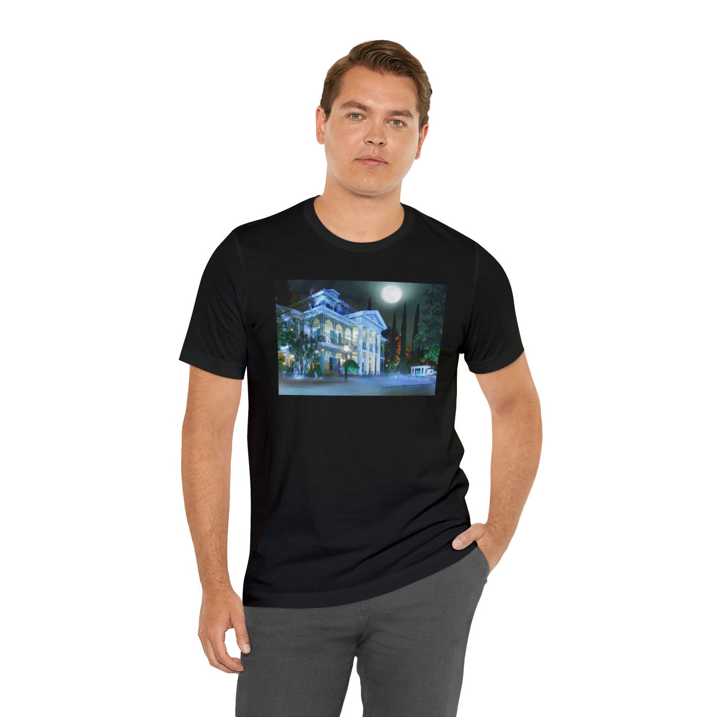 Unisex Jersey Short Sleeve Tee Painting of Disneyland the HAUNTED MANSION