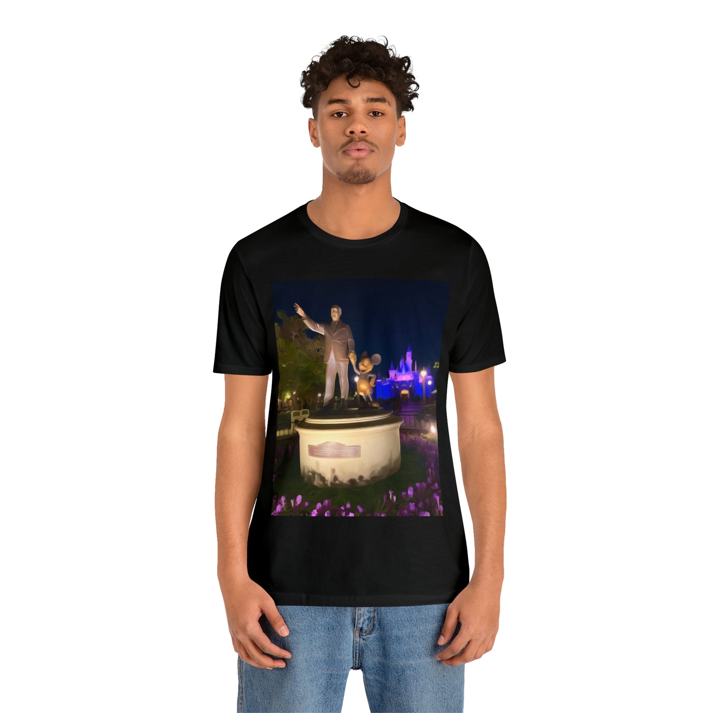 Unisex Jersey Short Sleeve Tee Painting of It's A Disney Thing! WALT & STATUE