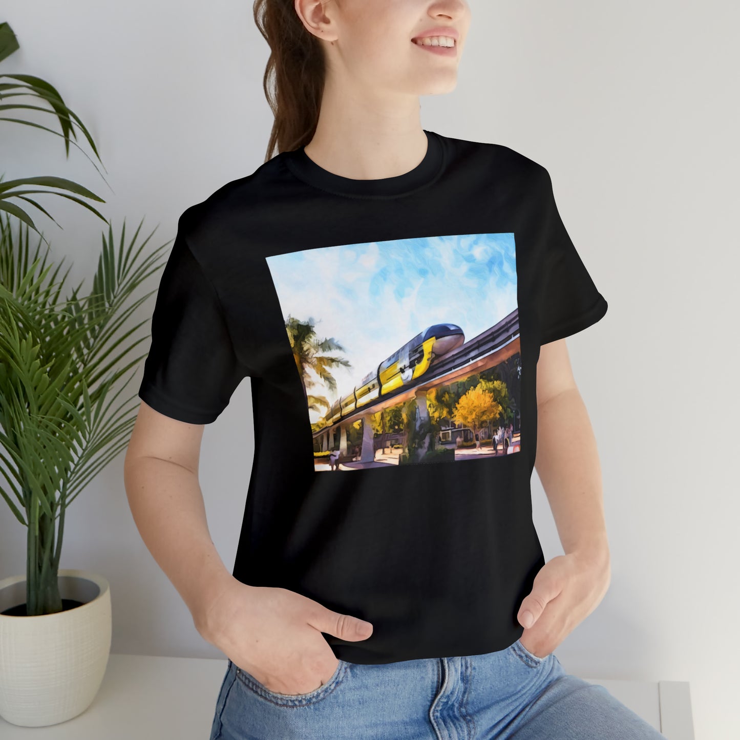 Unisex Jersey Short Sleeve Tee Painting of DISNEYLAND MONORAIL