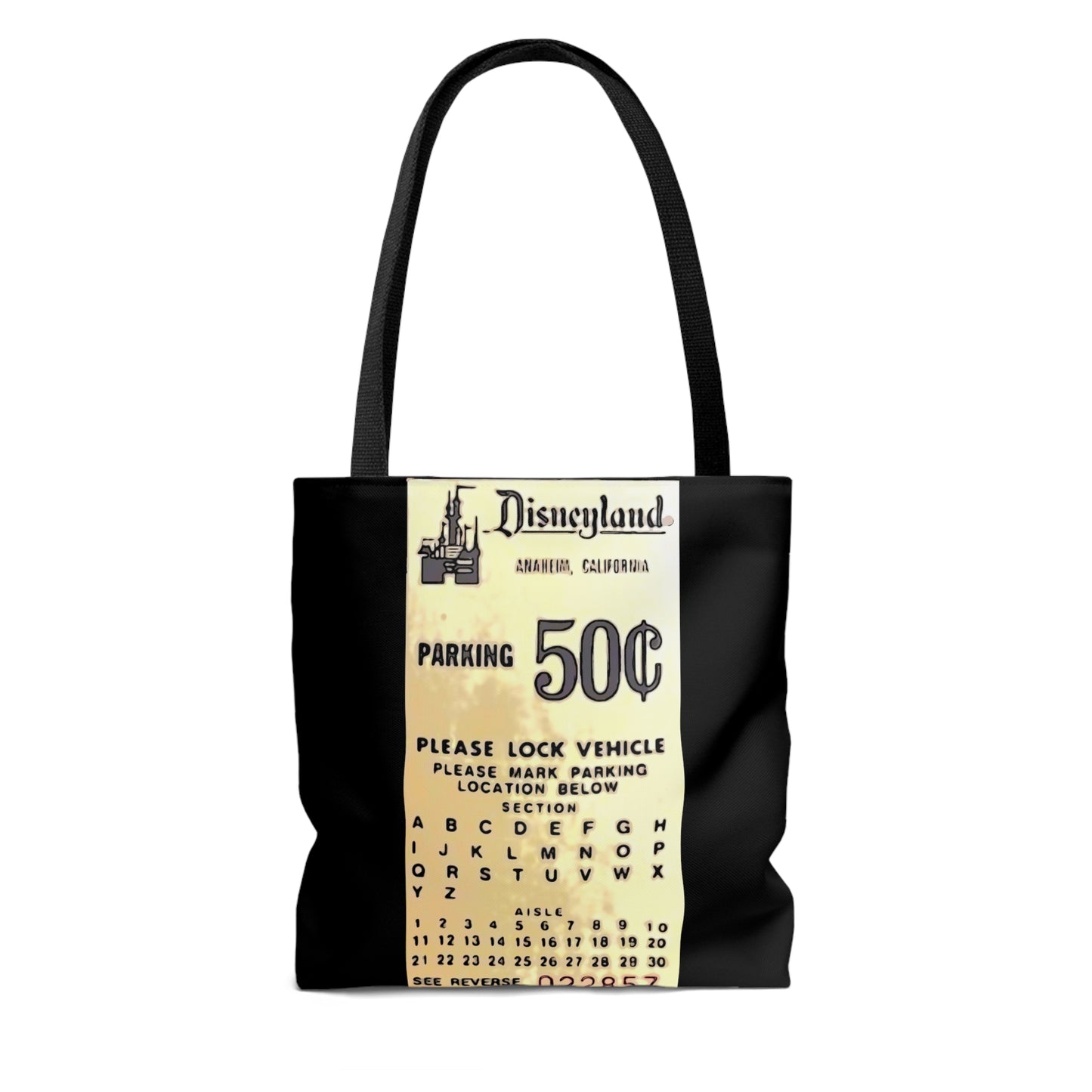 AOP Tote Bag Painting of Disneyland Vintage Parking Ticket stub