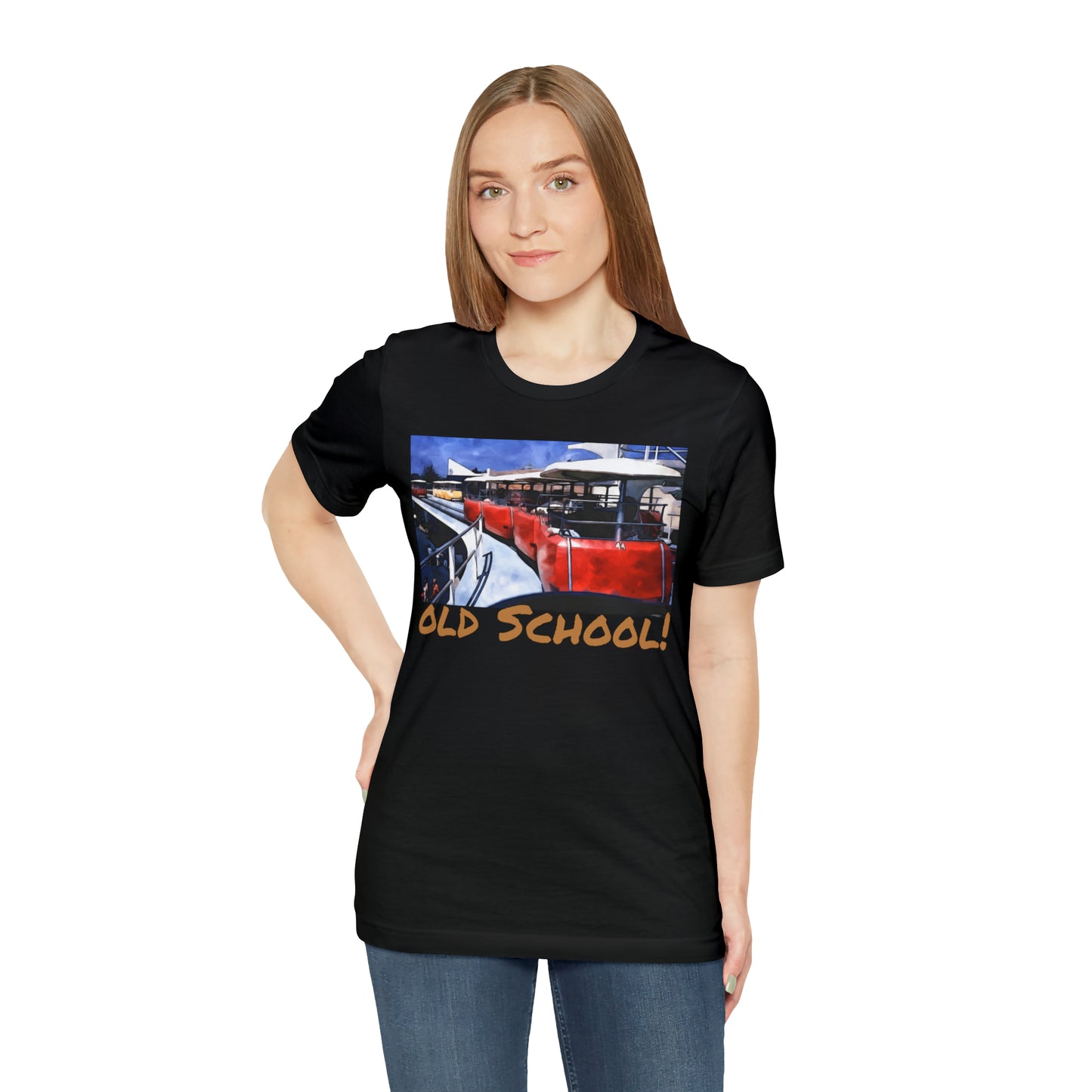 Unisex Jersey Short Sleeve Tee Painting of Disneyland People Mover old school!