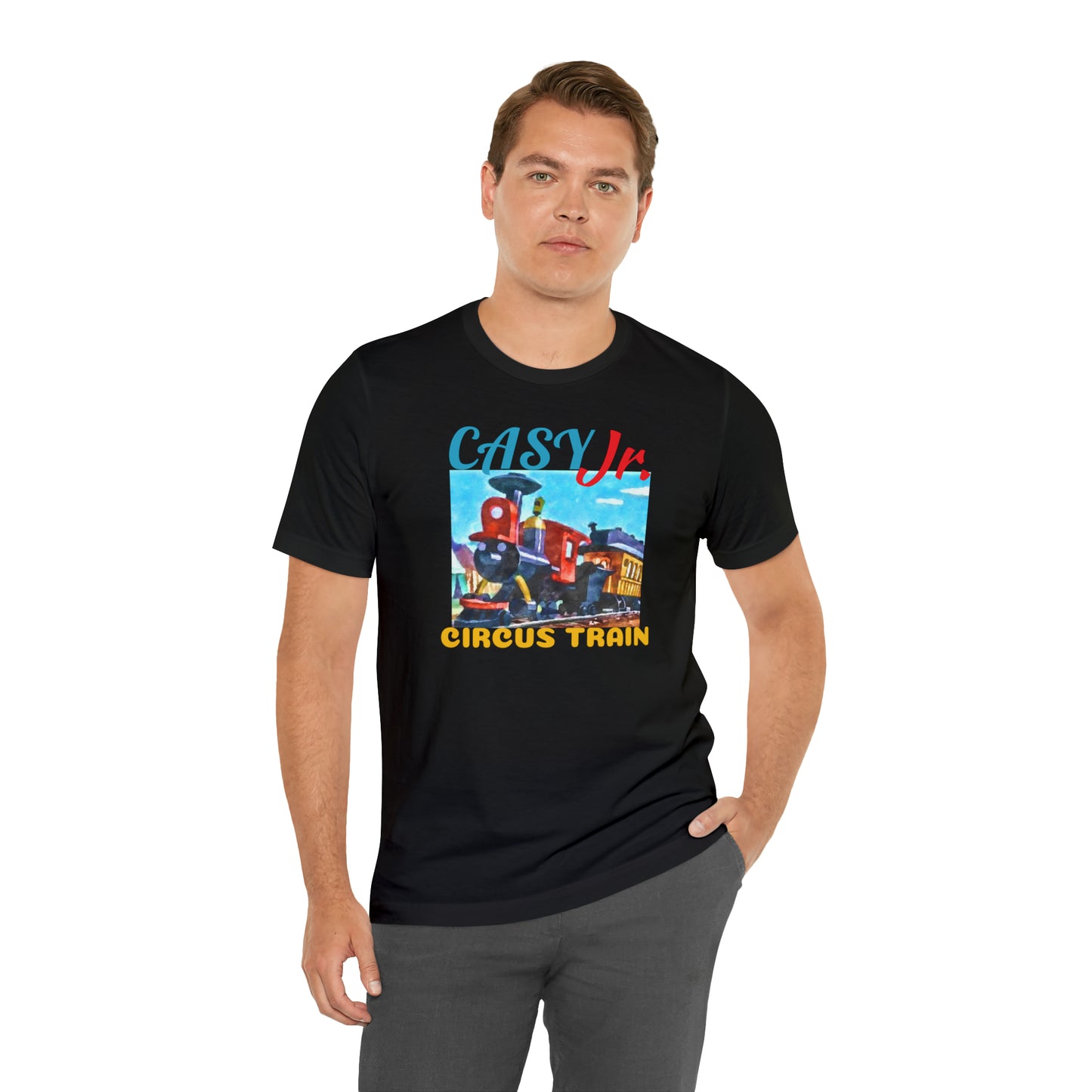 Unisex Jersey Short Sleeve Tee Painting of Disneyland ~JASEY JR Train Ride