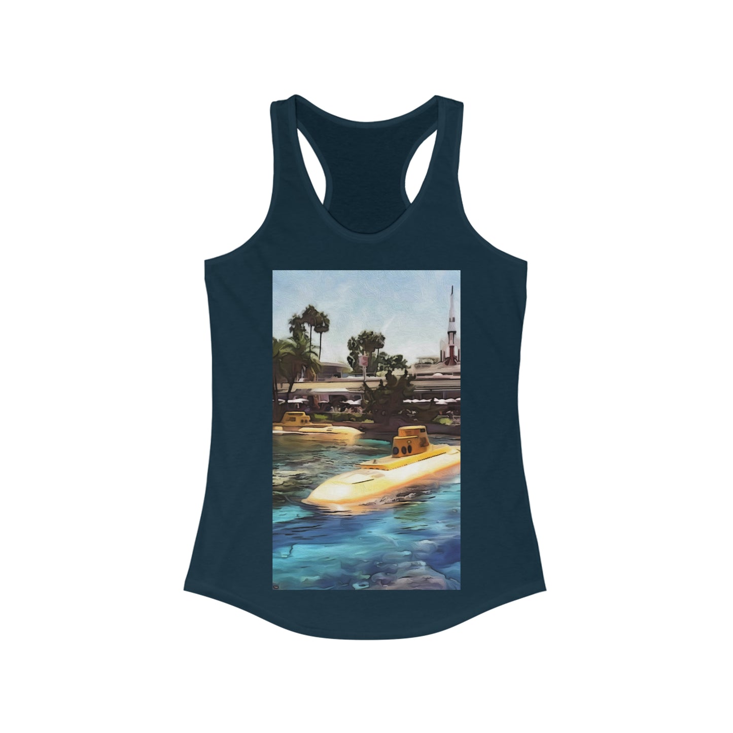 Women's Ideal Racerback Tank Painting of Disneyland Submarine Voyage Retro