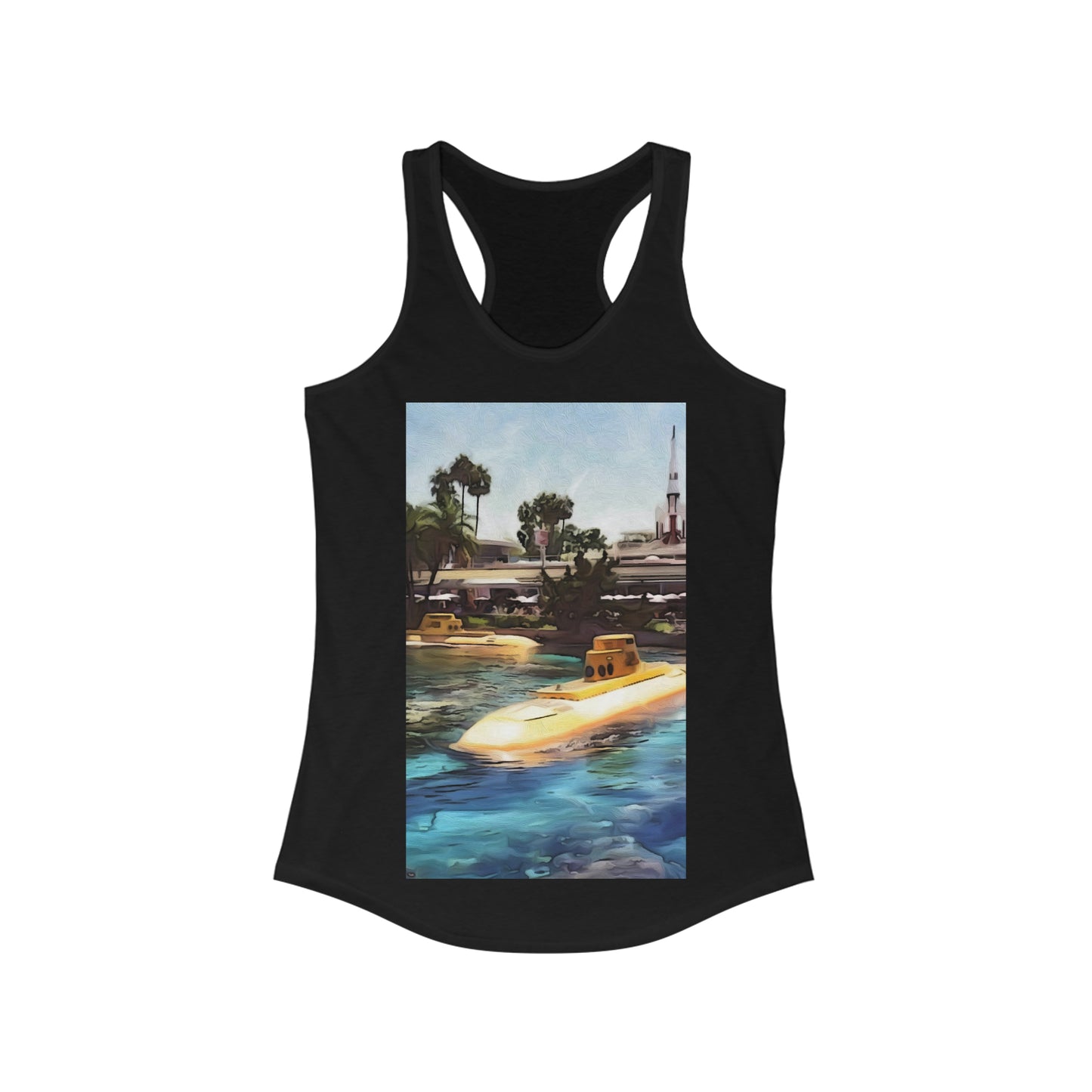 Women's Ideal Racerback Tank Painting of Disneyland Submarine Voyage Retro