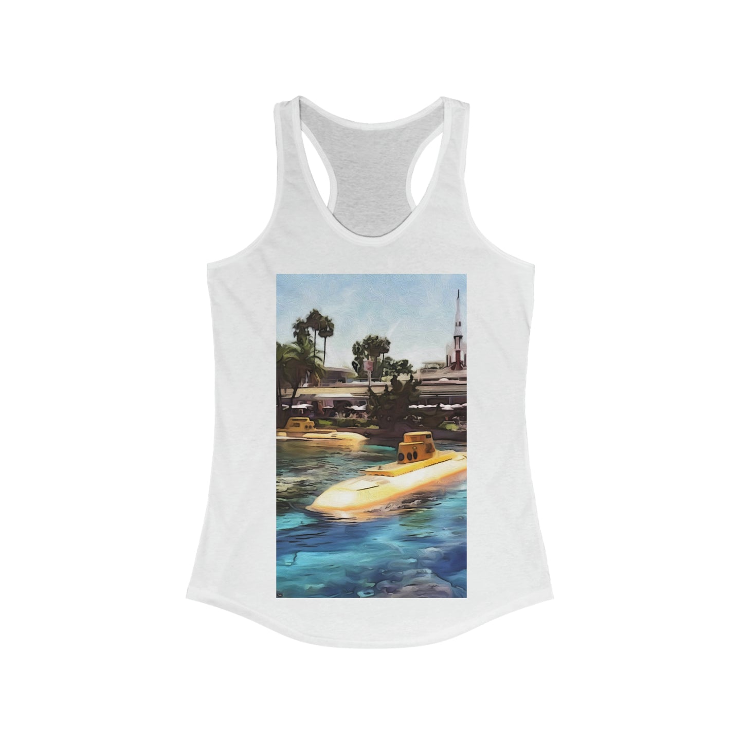 Women's Ideal Racerback Tank Painting of Disneyland Submarine Voyage Retro