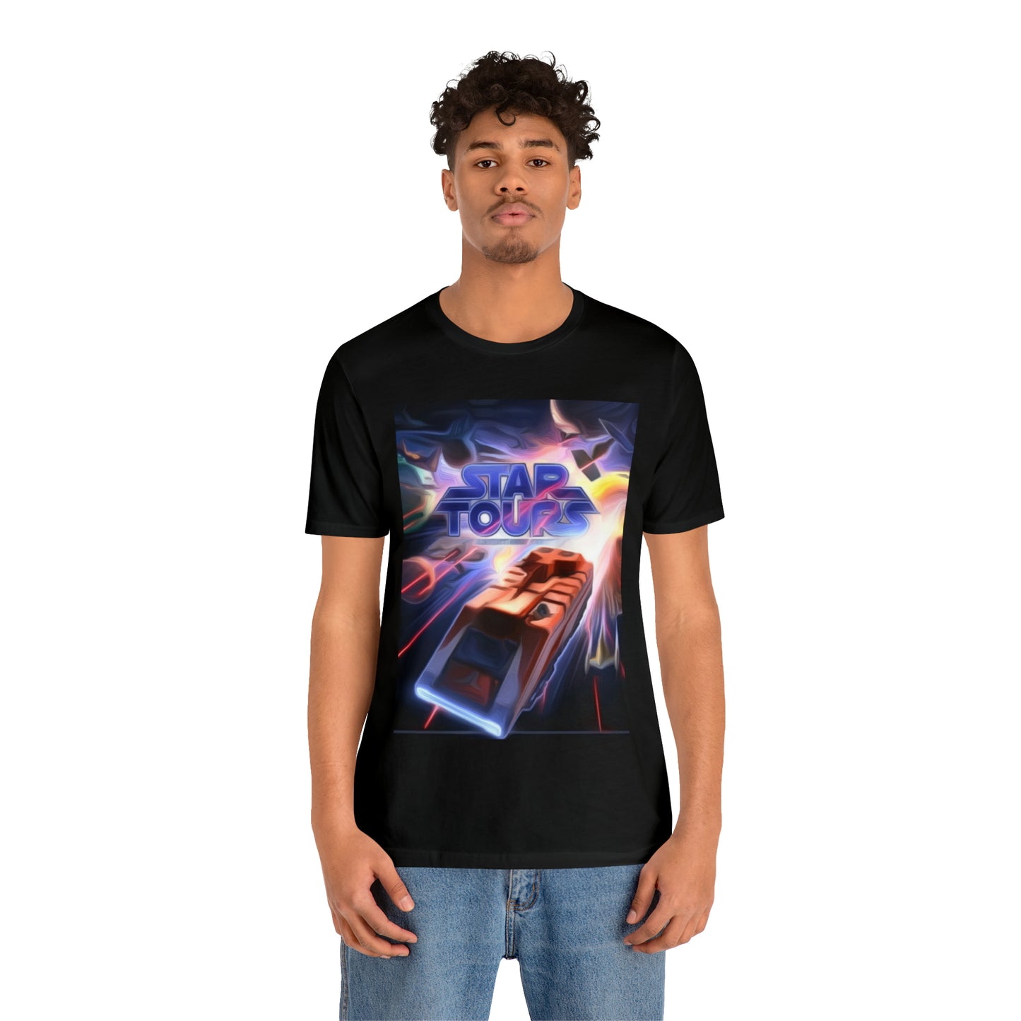 Unisex Jersey Short Sleeve Tee Painting of Disneyland STAR TOURS Poster