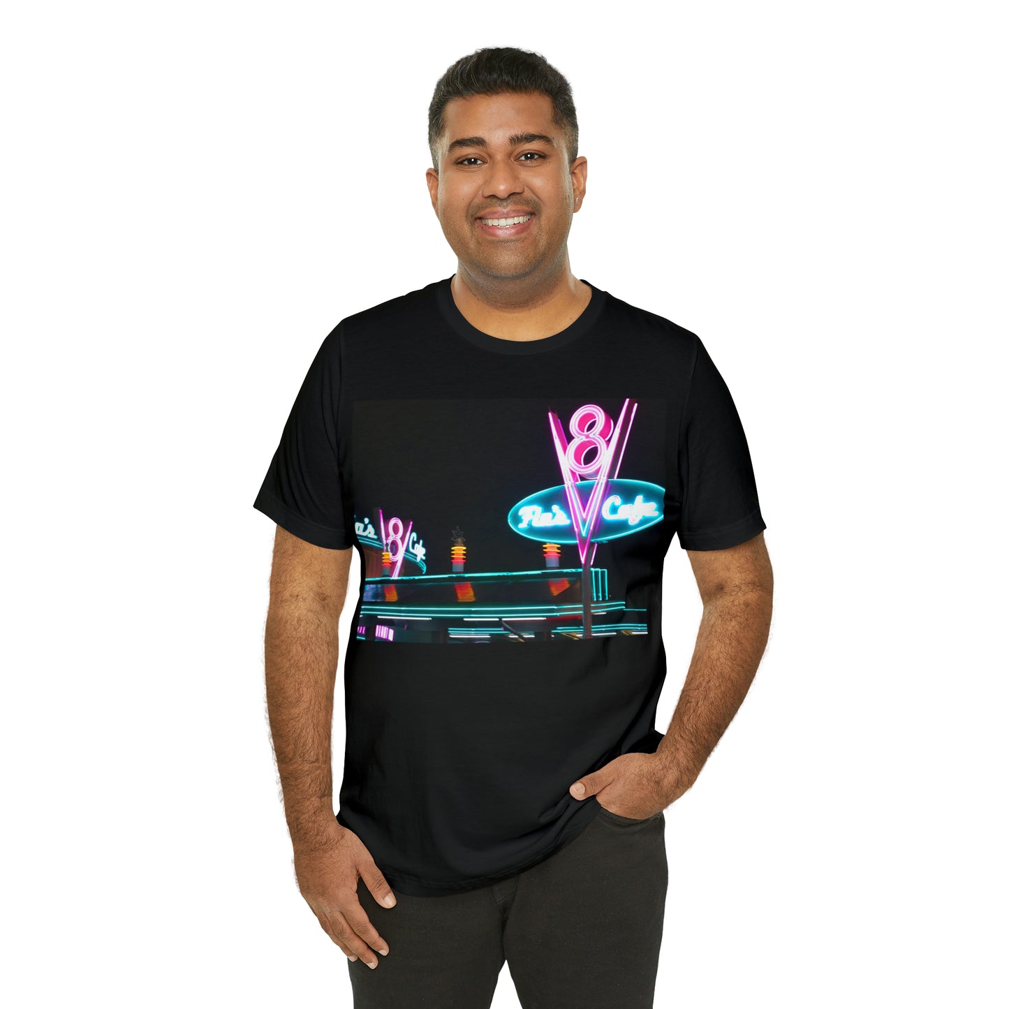 Unisex Jersey Short Sleeve Tee painting of Disneyland DCA Flo's V8 Cafe