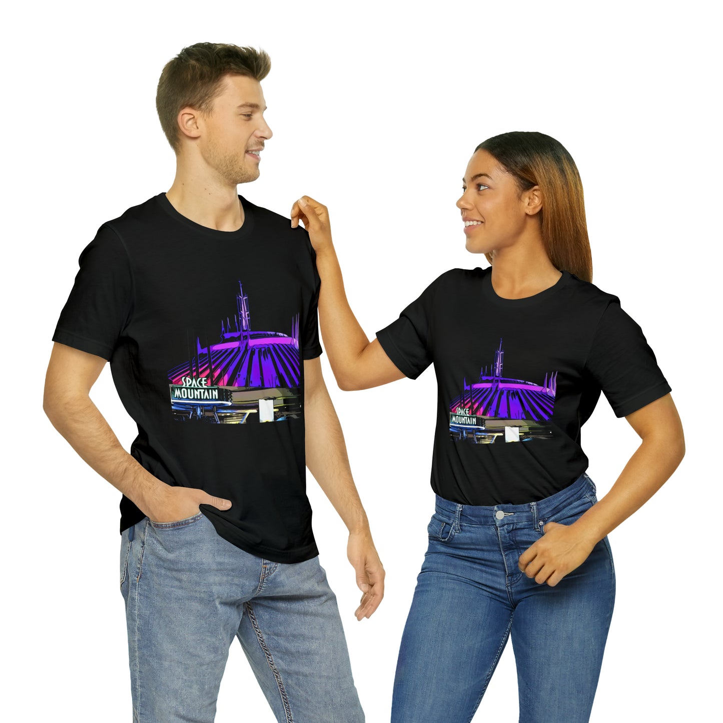 Unisex Jersey Short Sleeve Tee Painting of Disneyland ~SPACE MOUNTAIN Ride