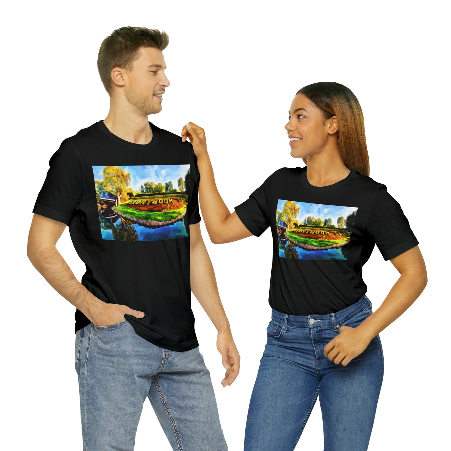 Unisex Jersey Short Sleeve Tee Painting of Disneyland STORY BOOK LAND