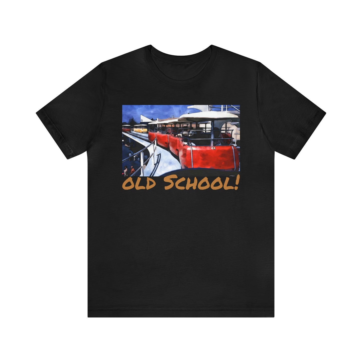Unisex Jersey Short Sleeve Tee Painting of Disneyland People Mover old school!