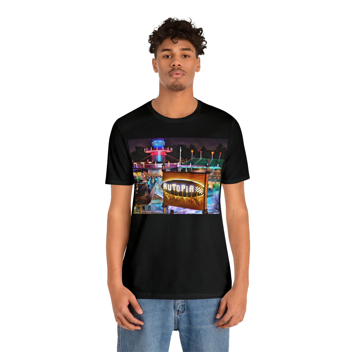 Unisex Jersey Short Sleeve Tee Painting of Disneyland AUTOPIA