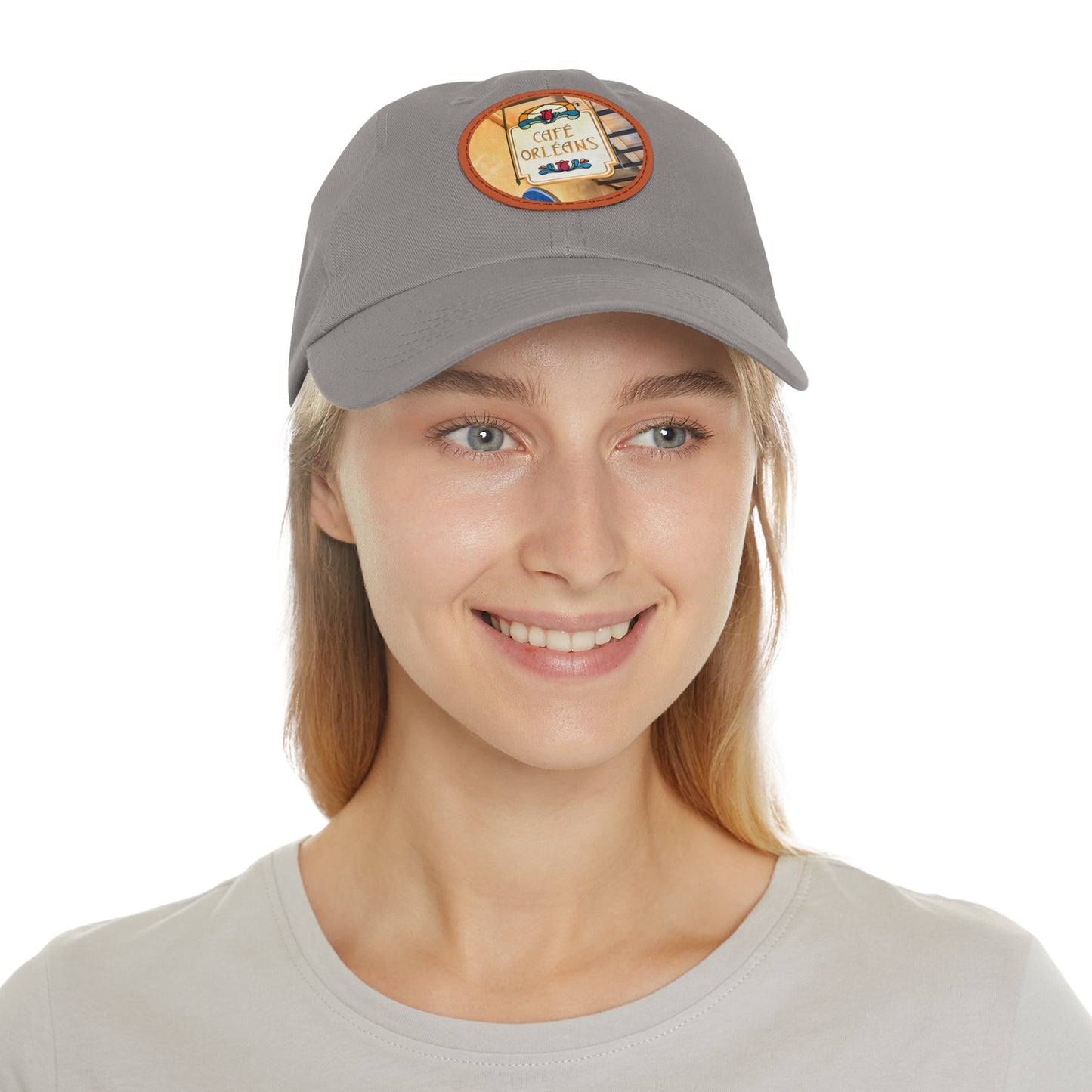 Dad Hat with Leather Patch (Round) Painting of Disneyland Resort Cafe Orlean's