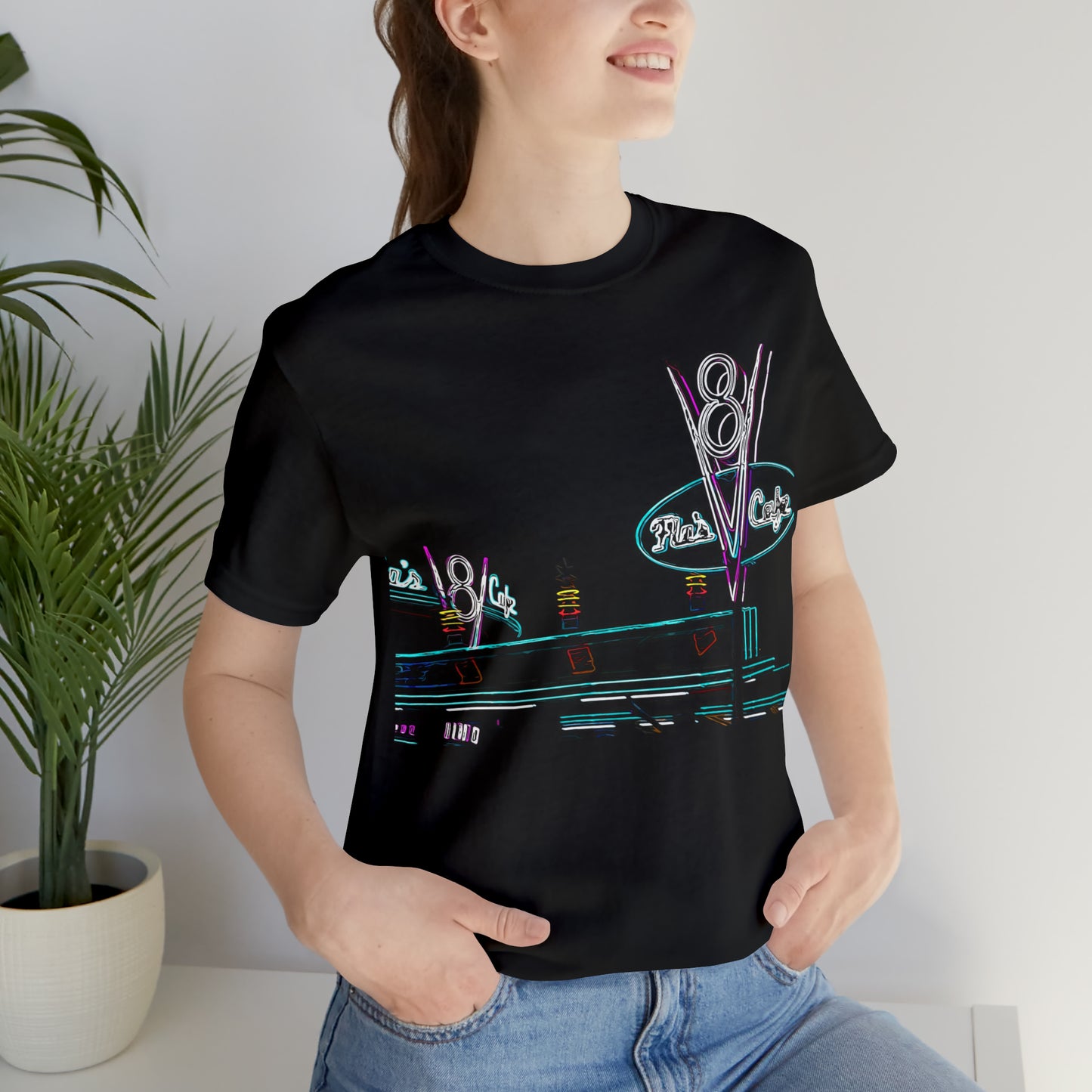 Unisex Jersey Short Sleeve Tee Painting of Disneyland Resort DCA Flo's V8 Cafe