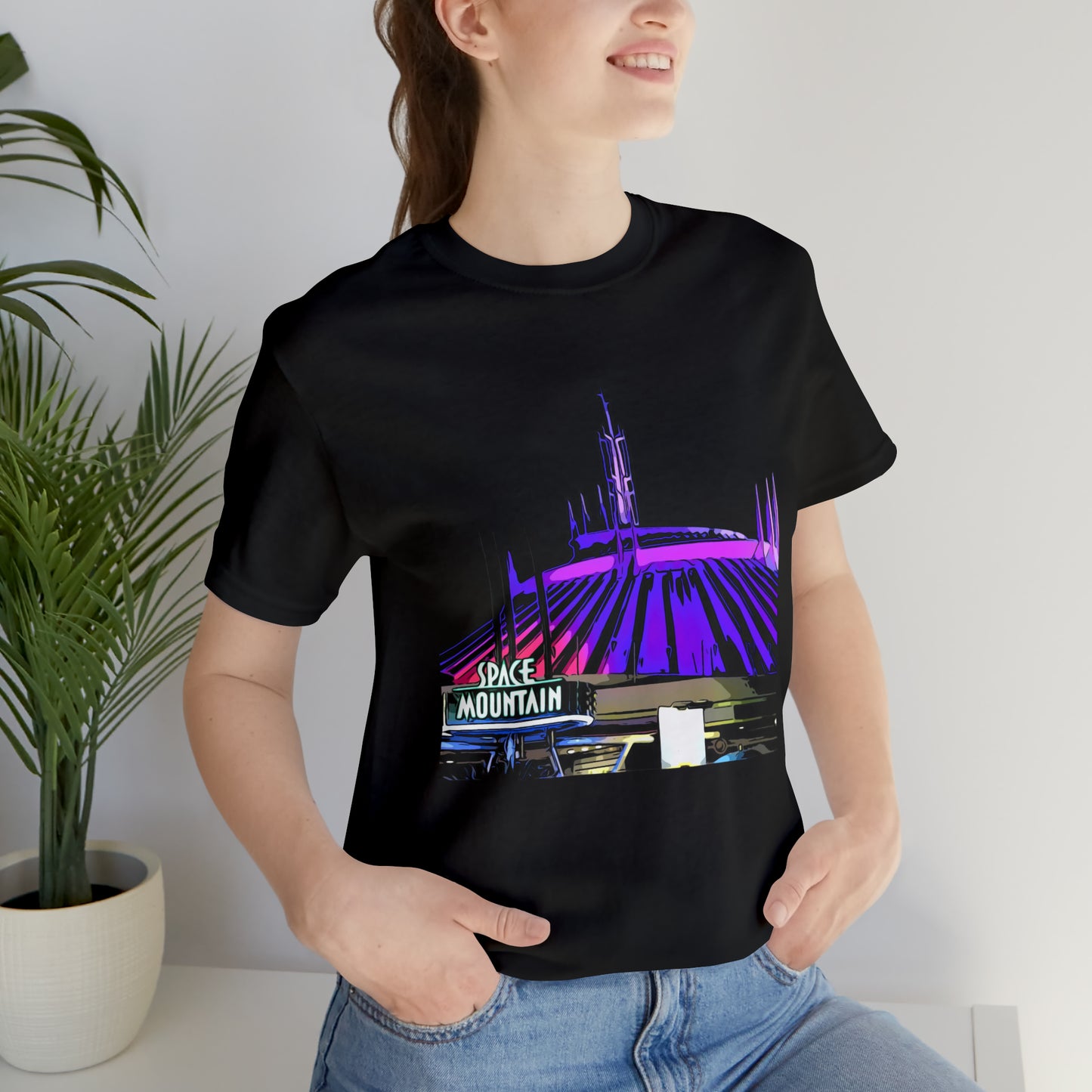 Unisex Jersey Short Sleeve Tee Painting of Disneyland ~SPACE MOUNTAIN Ride