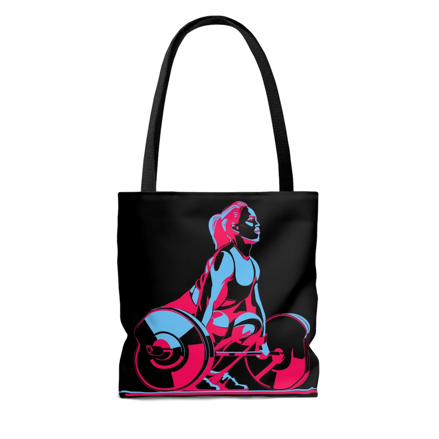 AOP Tote Bag the woman weightlifter doing lift big weight Gym