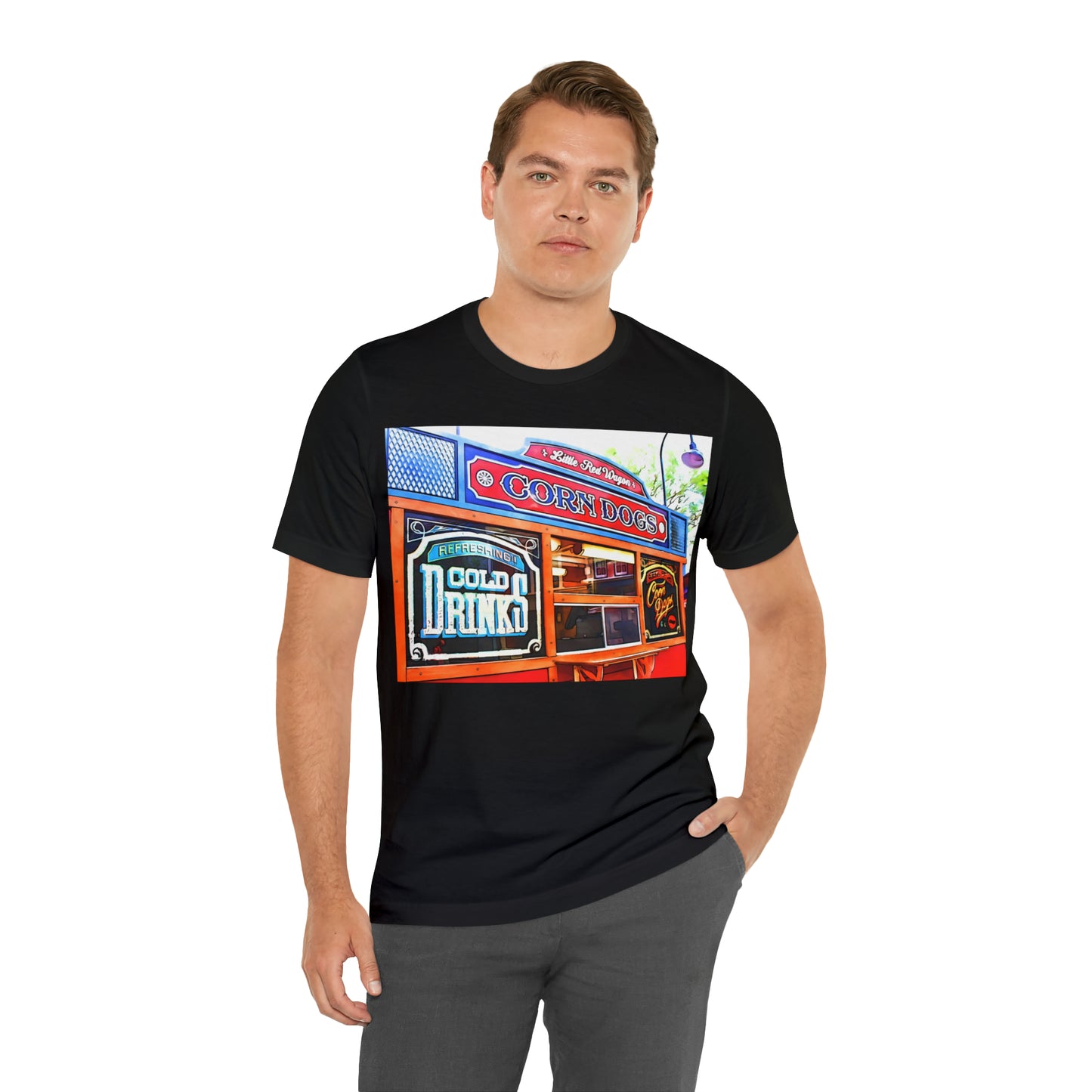 Unisex Jersey Short Sleeve Tee Painting of Disneyland CORN DOGS