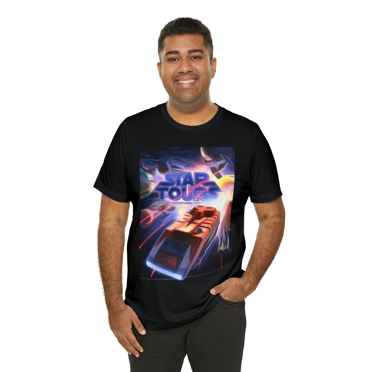 Unisex Jersey Short Sleeve Tee Painting of Disneyland STAR TOURS Poster