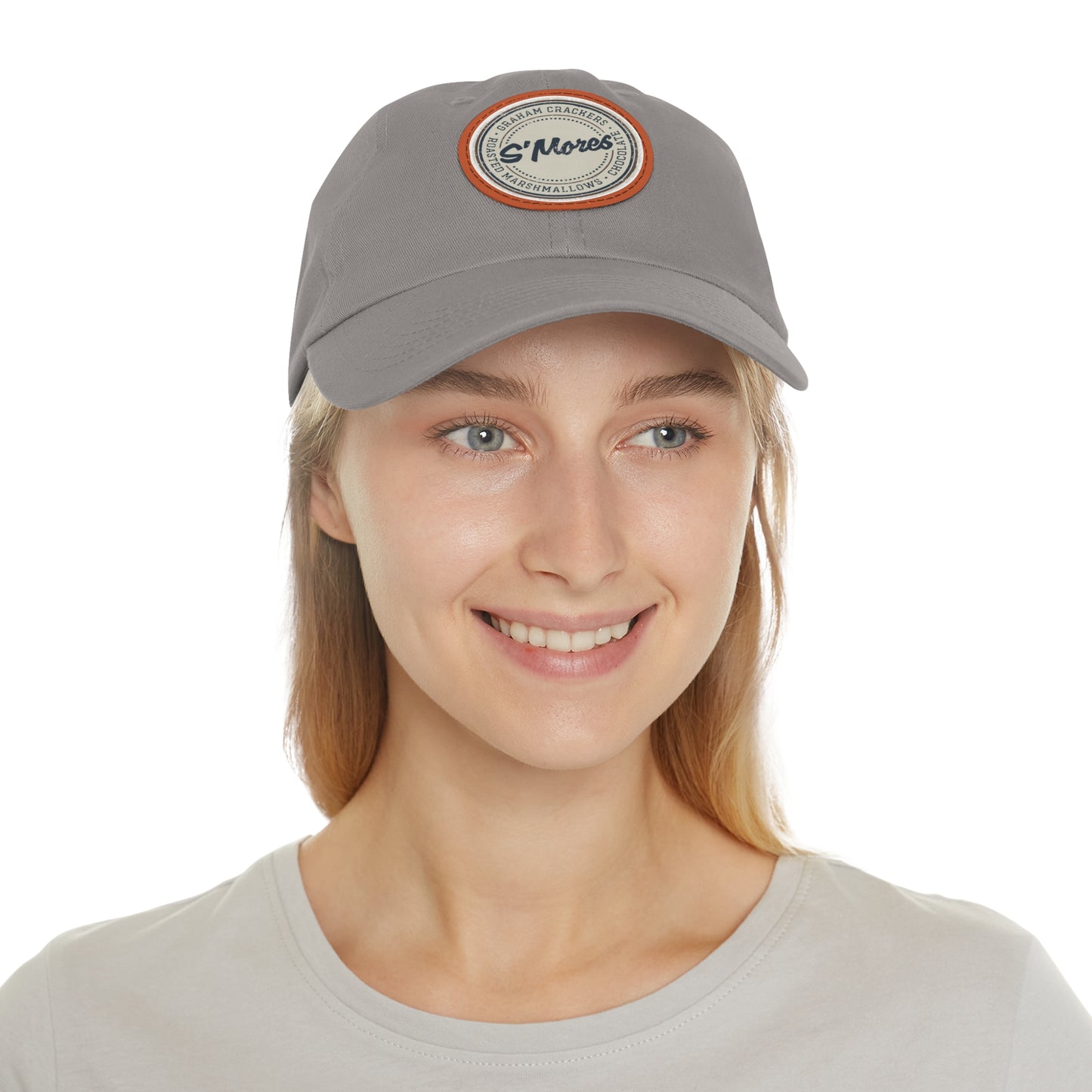 Dad Hat with Leather Patch (Round) Vintage S'mores Campfire Treat Stamp
