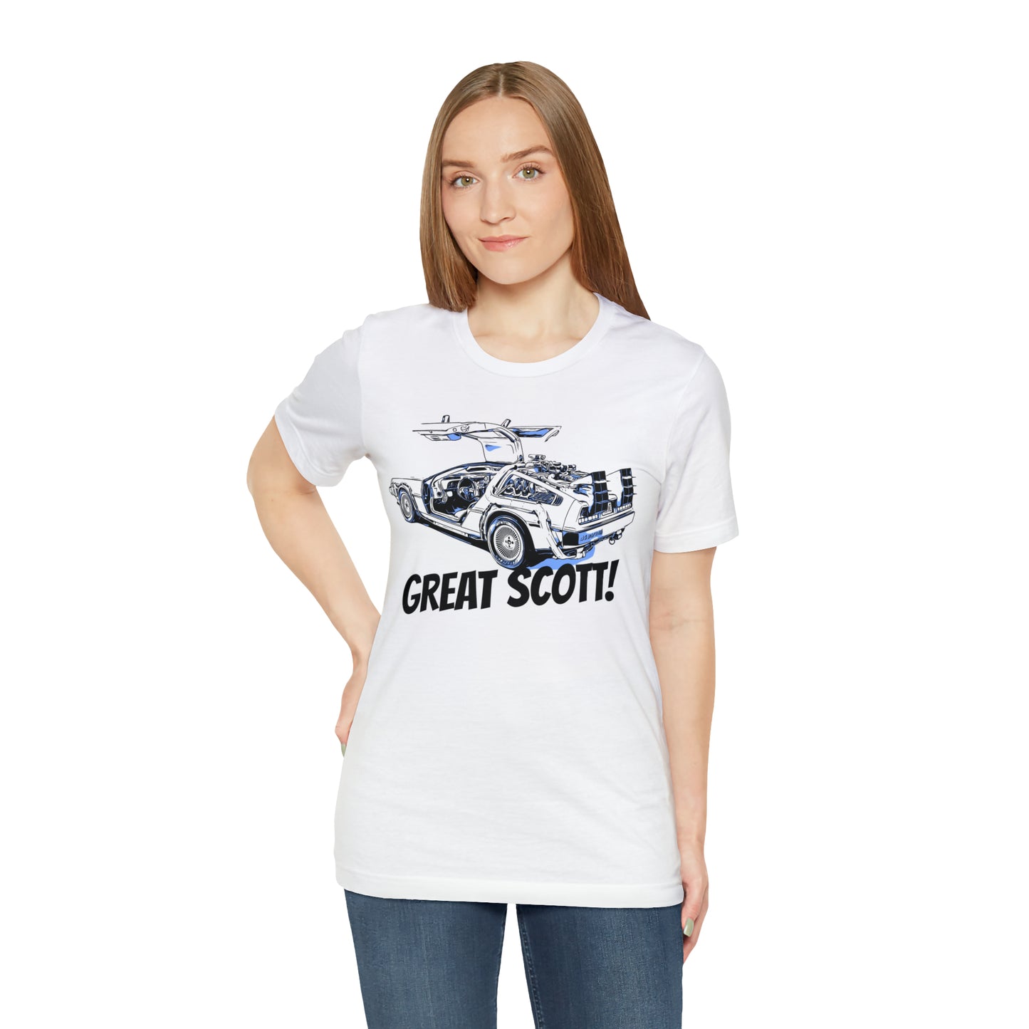 Unisex Jersey Short Sleeve Tee BACK TO THE FUTURE movie " GREAT SCOTT!"