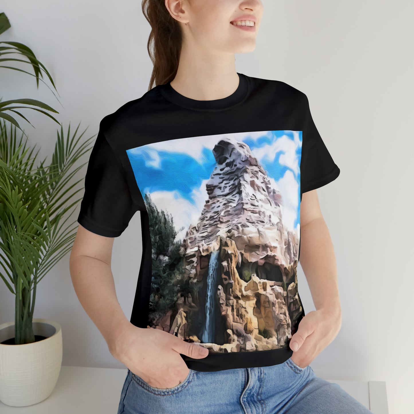 Unisex Jersey Short Sleeve Tee Painting of Disneyland MATTERHORN MOUNTAIN
