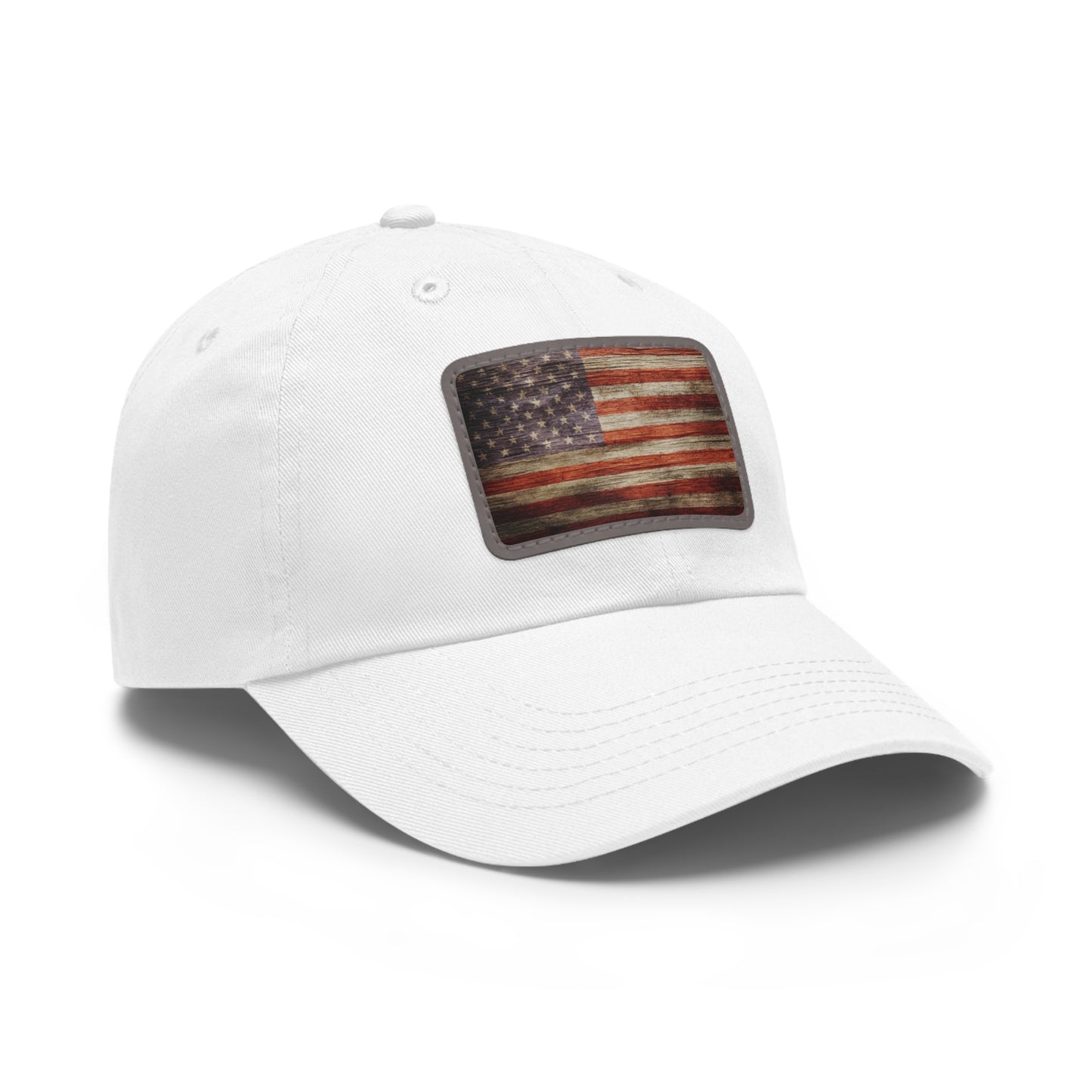 Dad Hat with Leather Patch (Rectangle) Worn vintage American flag