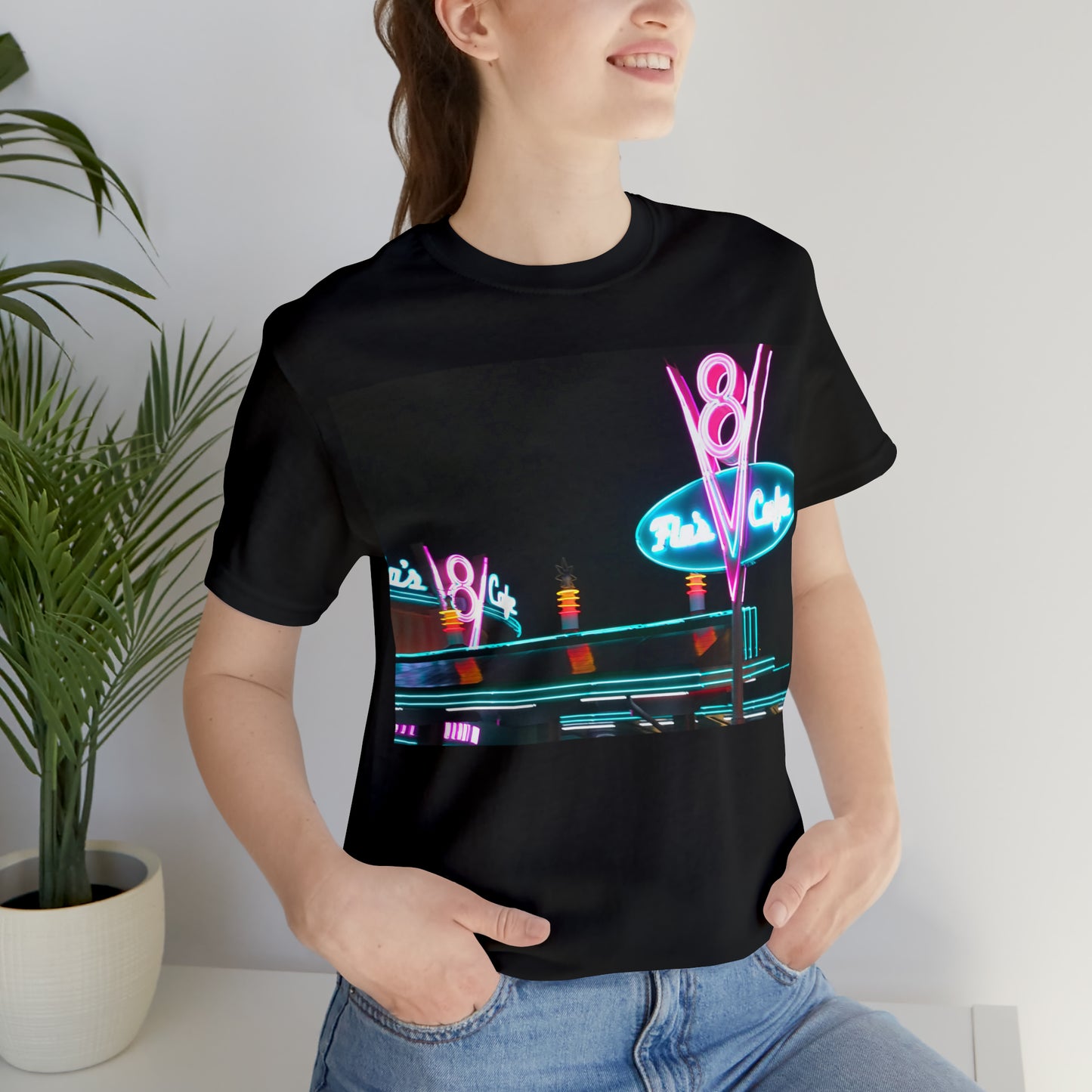 Unisex Jersey Short Sleeve Tee painting of Disneyland DCA Flo's V8 Cafe