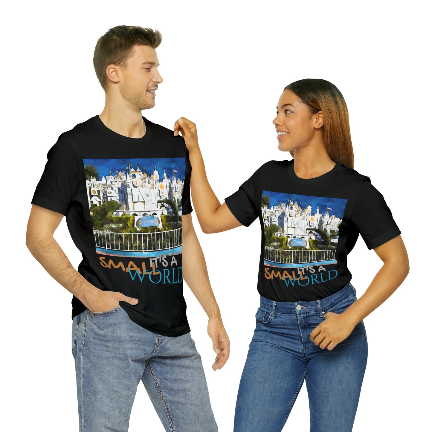 Unisex Jersey Short Sleeve Tee Painting of It's A Disney Thing! SMALL WORLD