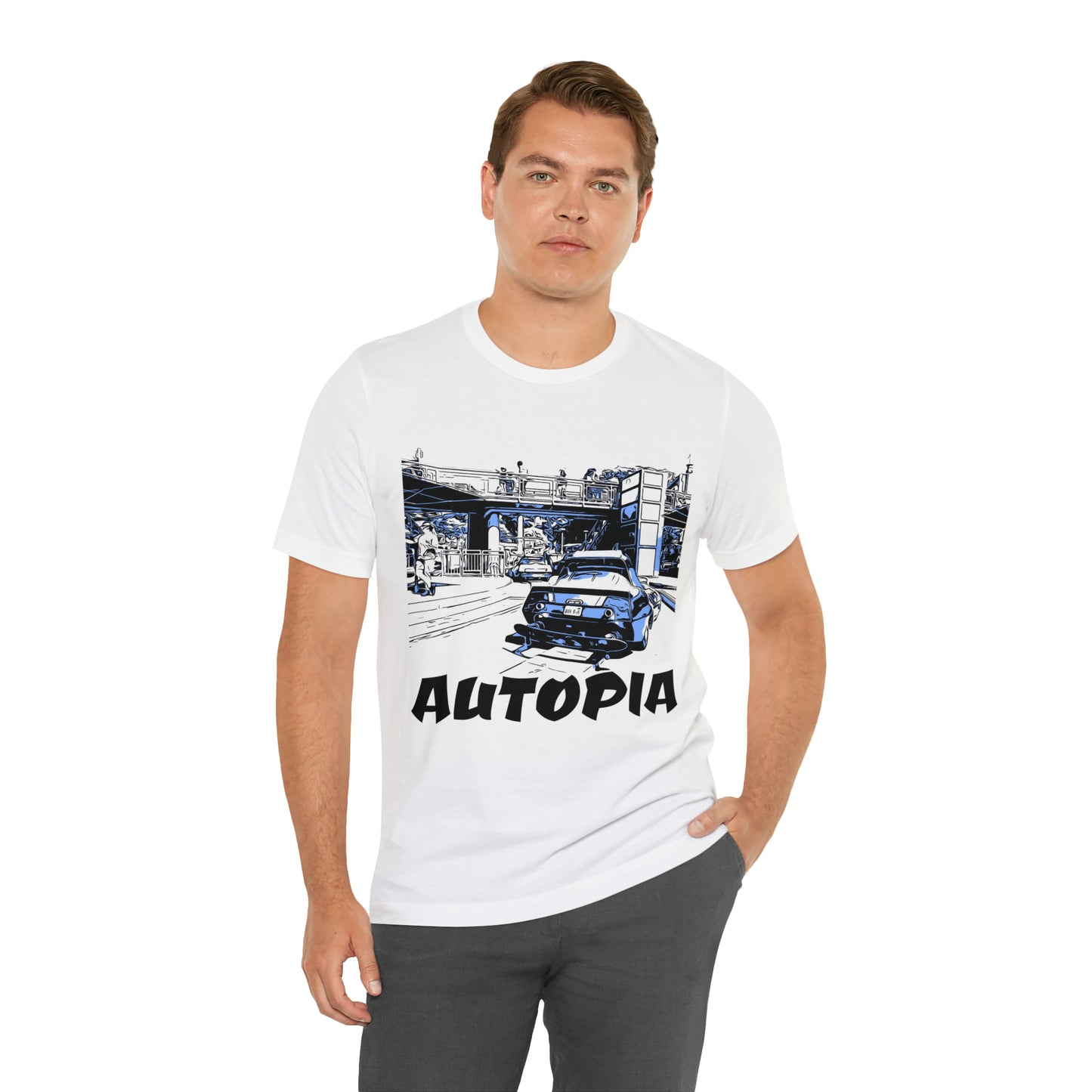 Unisex Jersey Short Sleeve Tee Painting of Disneyland AUTOPIA