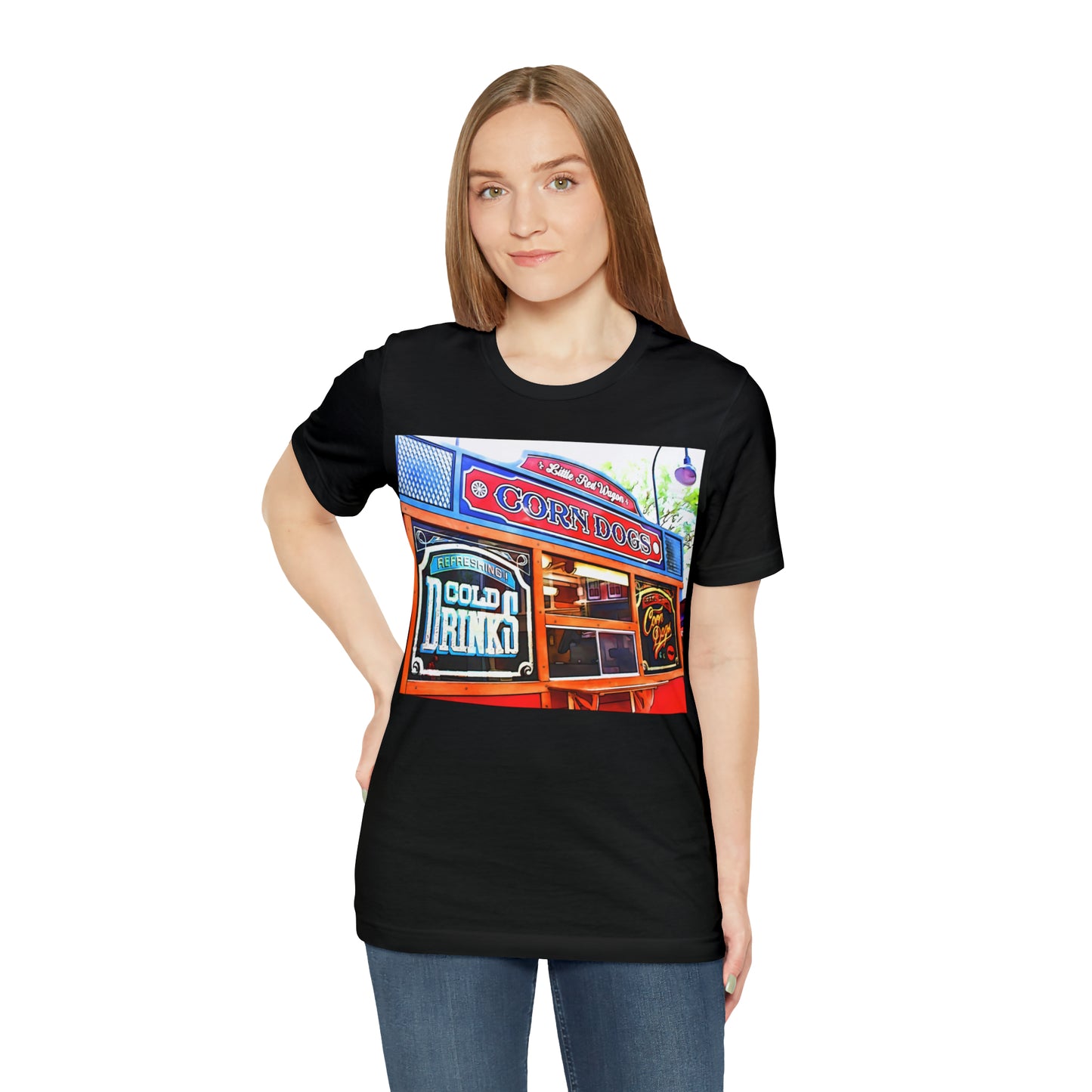 Unisex Jersey Short Sleeve Tee Painting of Disneyland CORN DOGS