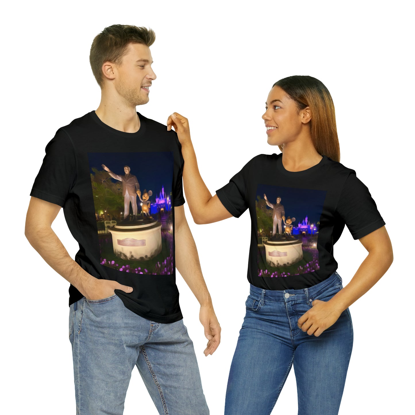 Unisex Jersey Short Sleeve Tee Painting of It's A Disney Thing! WALT & STATUE