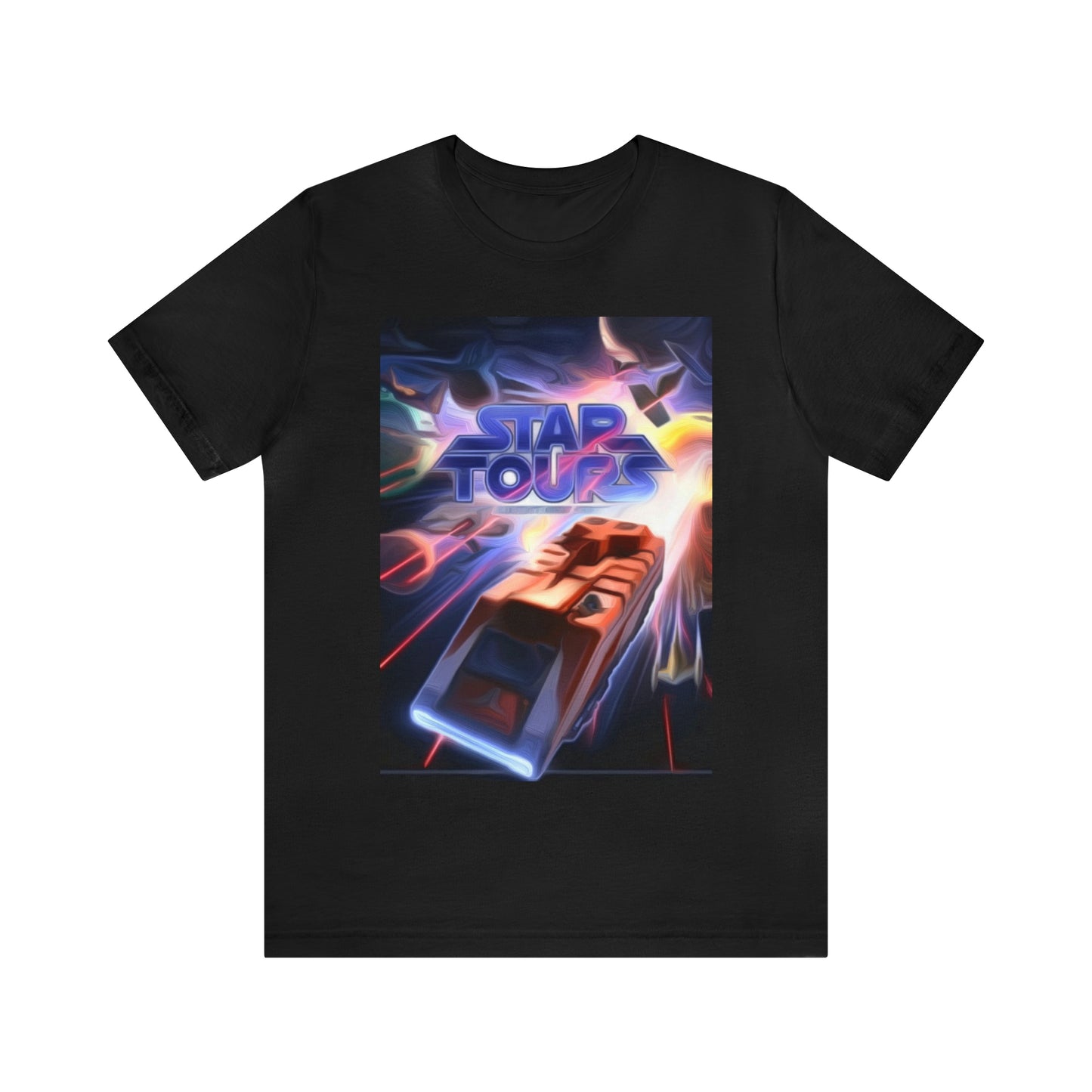 Unisex Jersey Short Sleeve Tee Painting of Disneyland STAR TOURS Poster