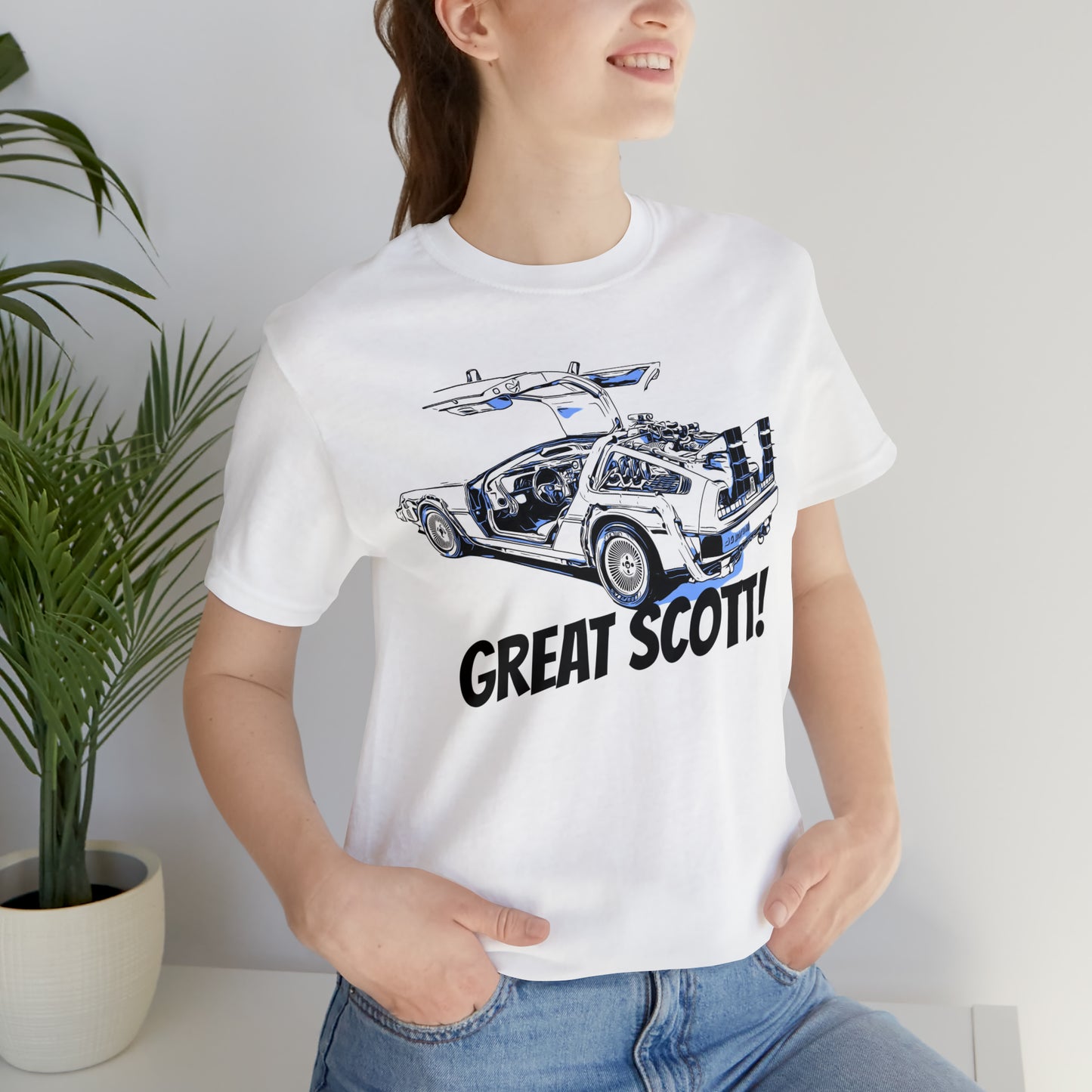Unisex Jersey Short Sleeve Tee BACK TO THE FUTURE movie " GREAT SCOTT!"