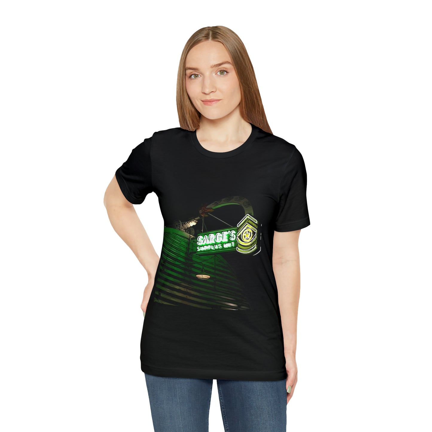 Unisex Jersey Short Sleeve Tee Painting of Disneyland Surge's Surplus Hut DCA