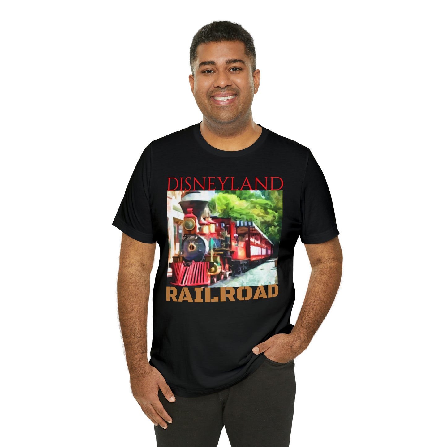 Unisex Jersey Short Sleeve Tee Painting of DISNEYLAND Train RAILROAD