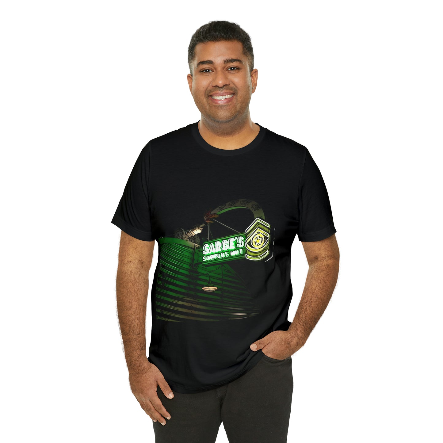 Unisex Jersey Short Sleeve Tee Painting of Disneyland Surge's Surplus Hut DCA