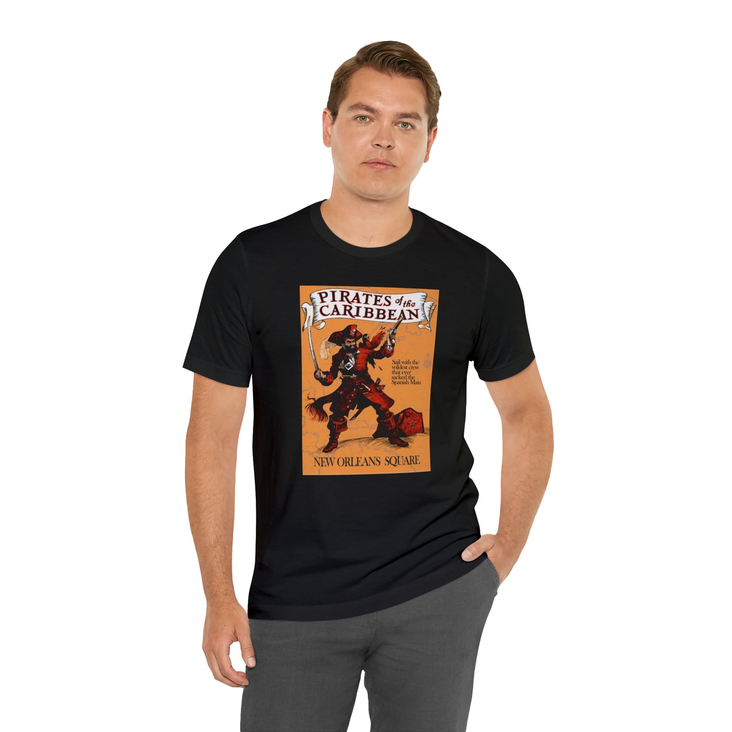 Unisex Jersey Short Sleeve Tee Painting of Disneyland Pirates of the Carribean