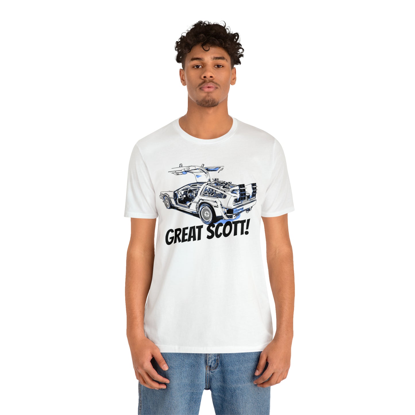 Unisex Jersey Short Sleeve Tee BACK TO THE FUTURE movie " GREAT SCOTT!"