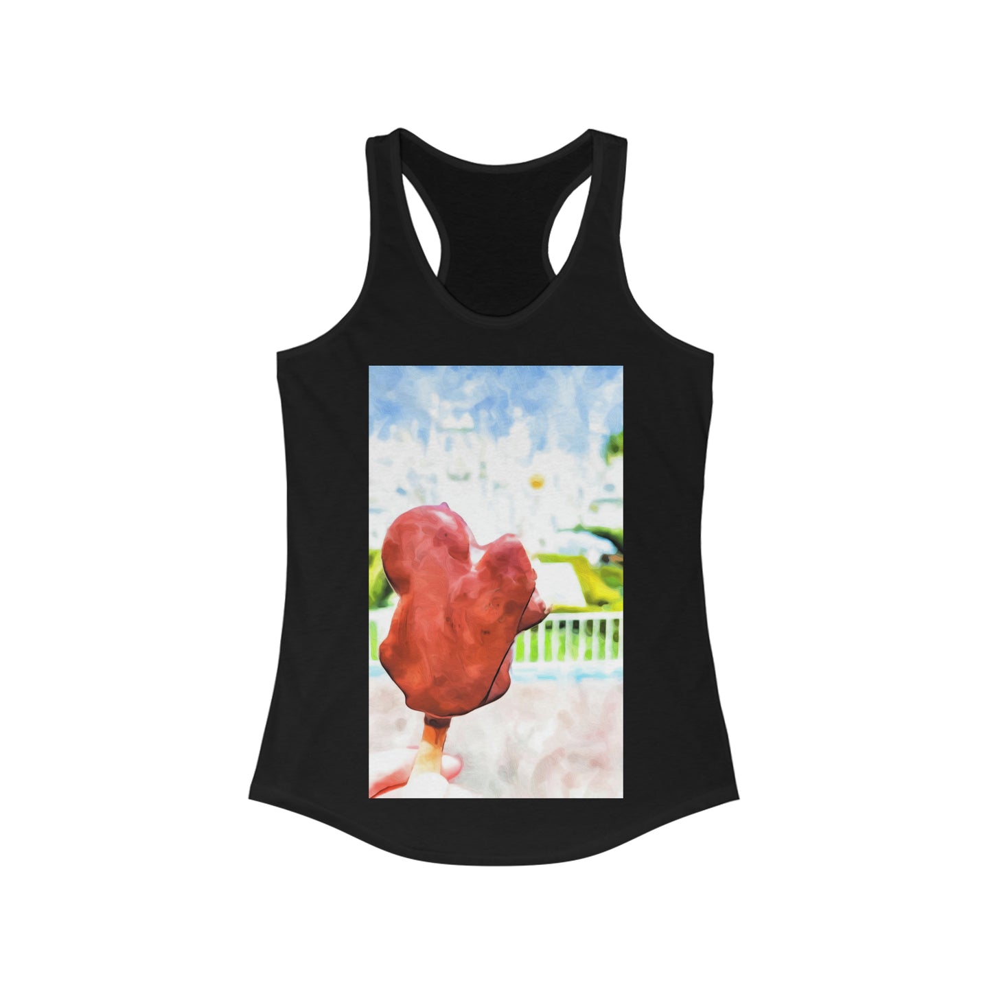 Women's Ideal Racerback Tank Painting of Disneyland Mickey Ice-cream Bar