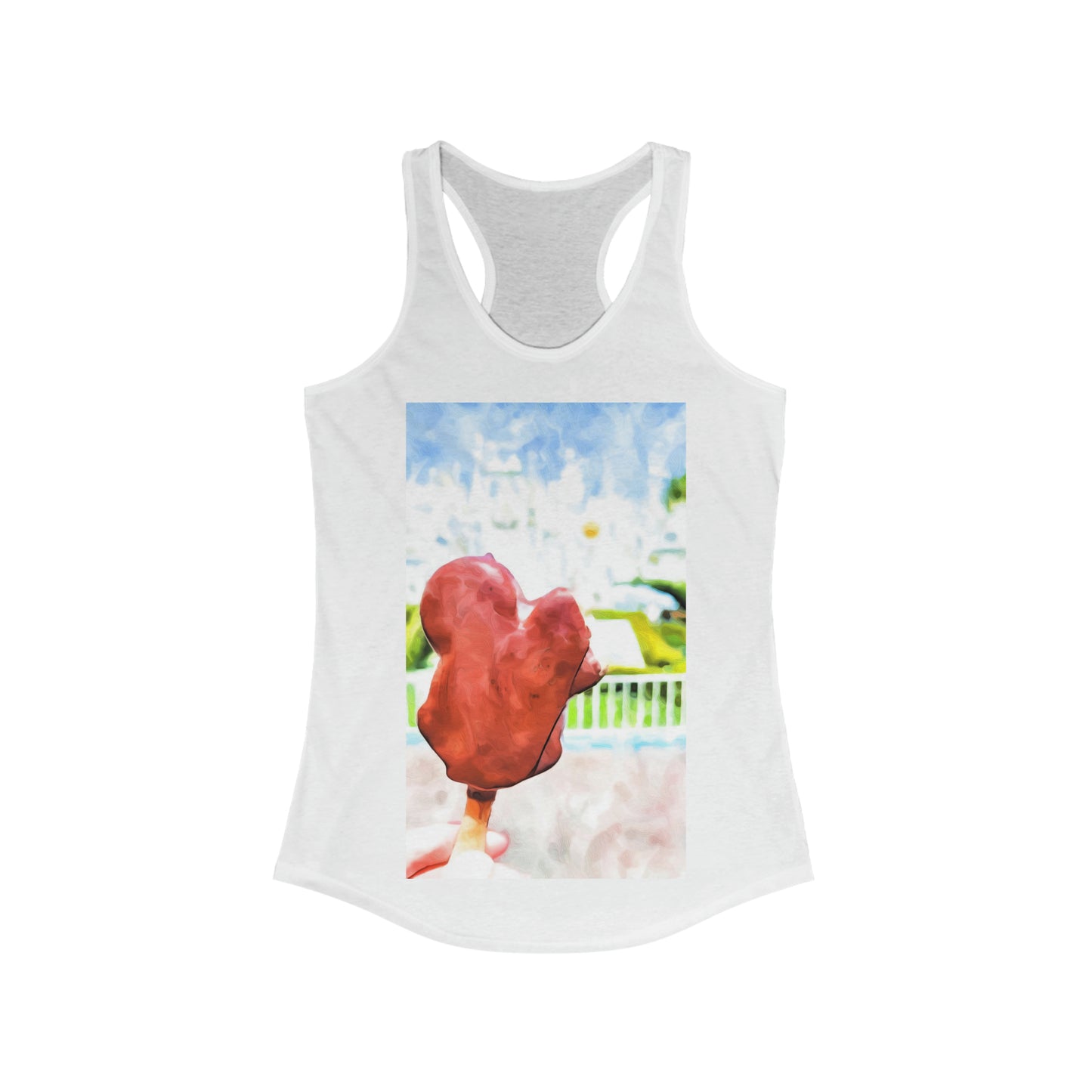 Women's Ideal Racerback Tank Painting of Disneyland Mickey Ice-cream Bar