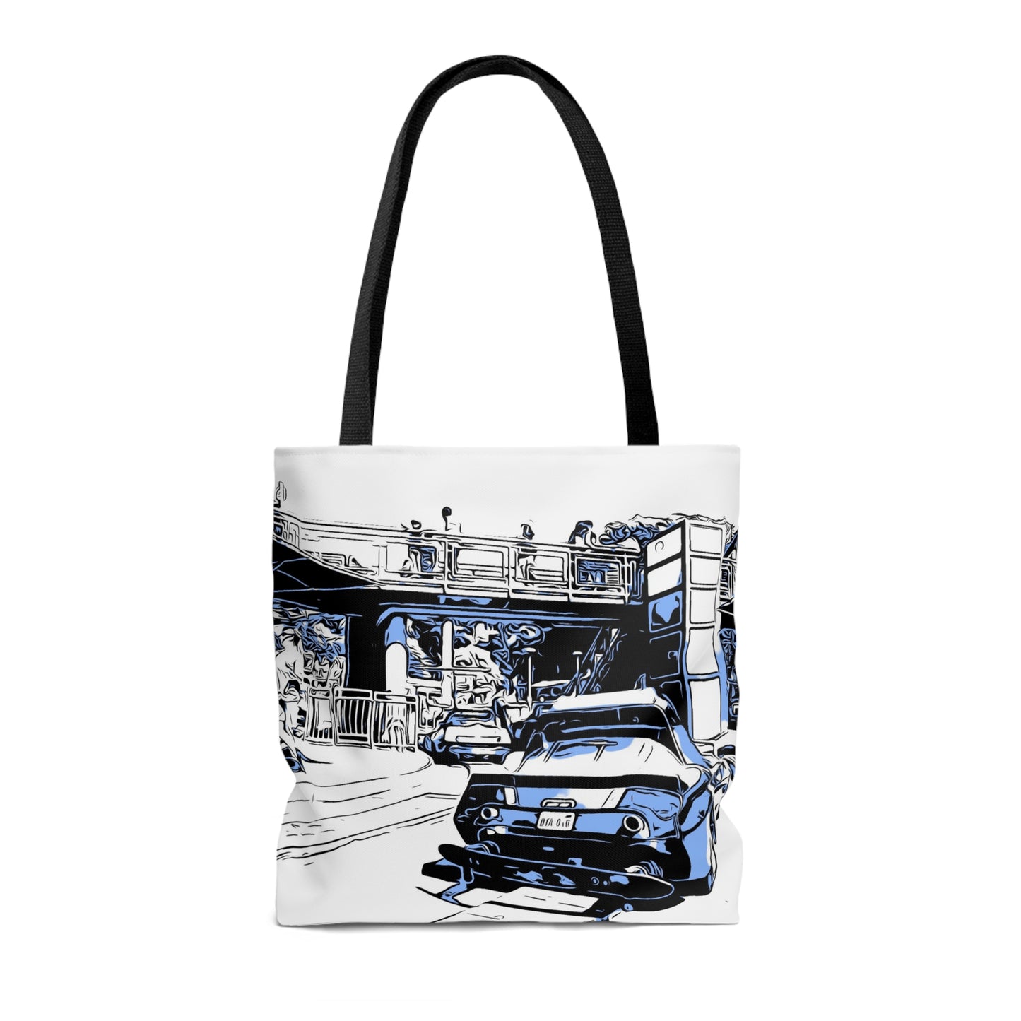 AOP Tote Bag painting of Disneyland Resort Autopia Ride